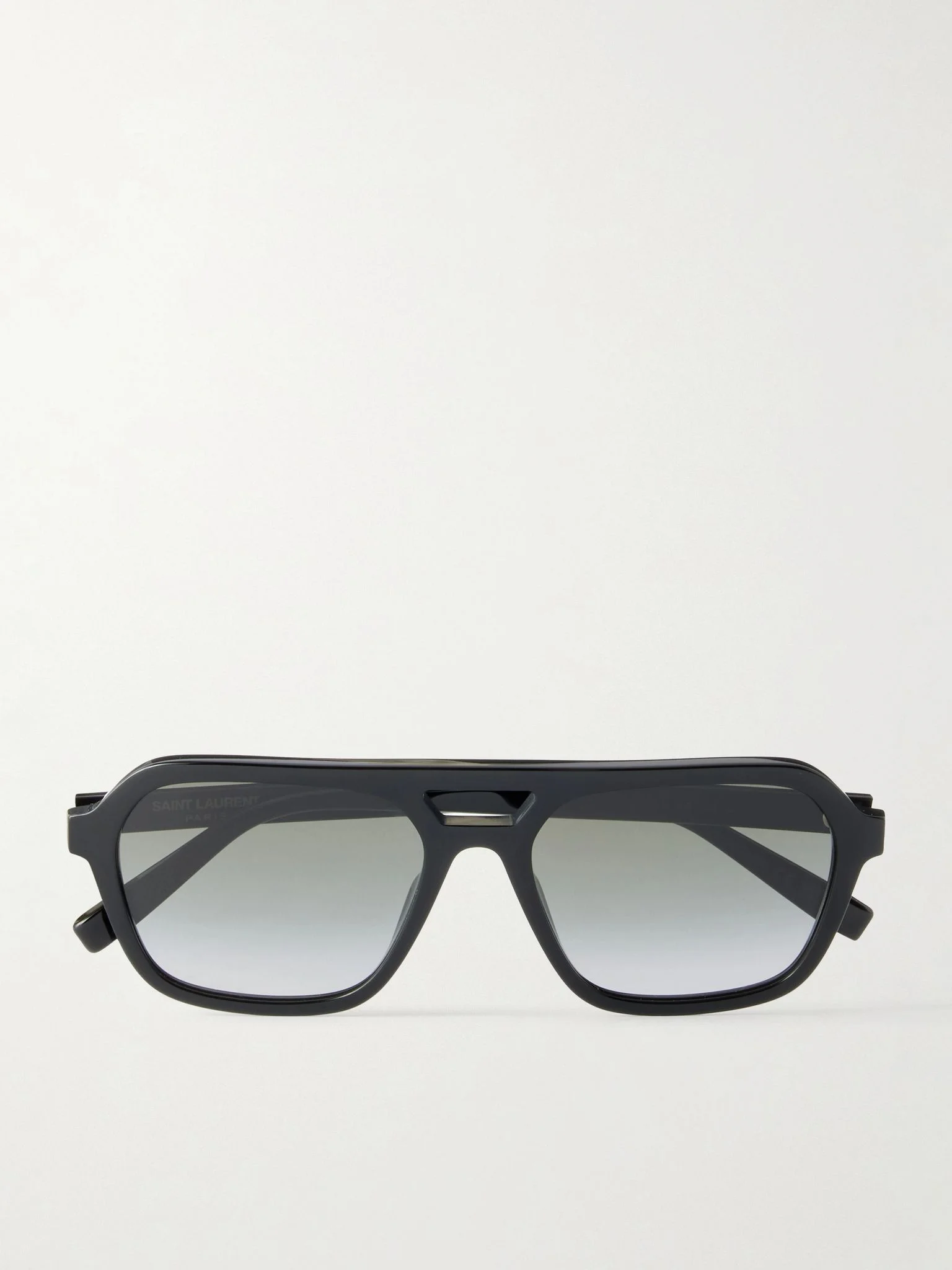Double-Bridge Aviator-Style Acetate Sunglasses Black - 1