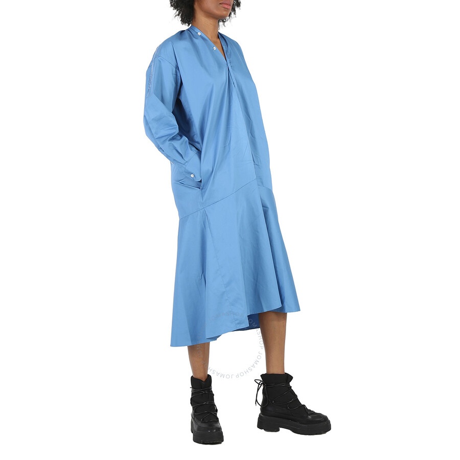 MM6 Maison Margiela Ladies Prussian Blue Asymmetric Cotton Shirt Dress - 5