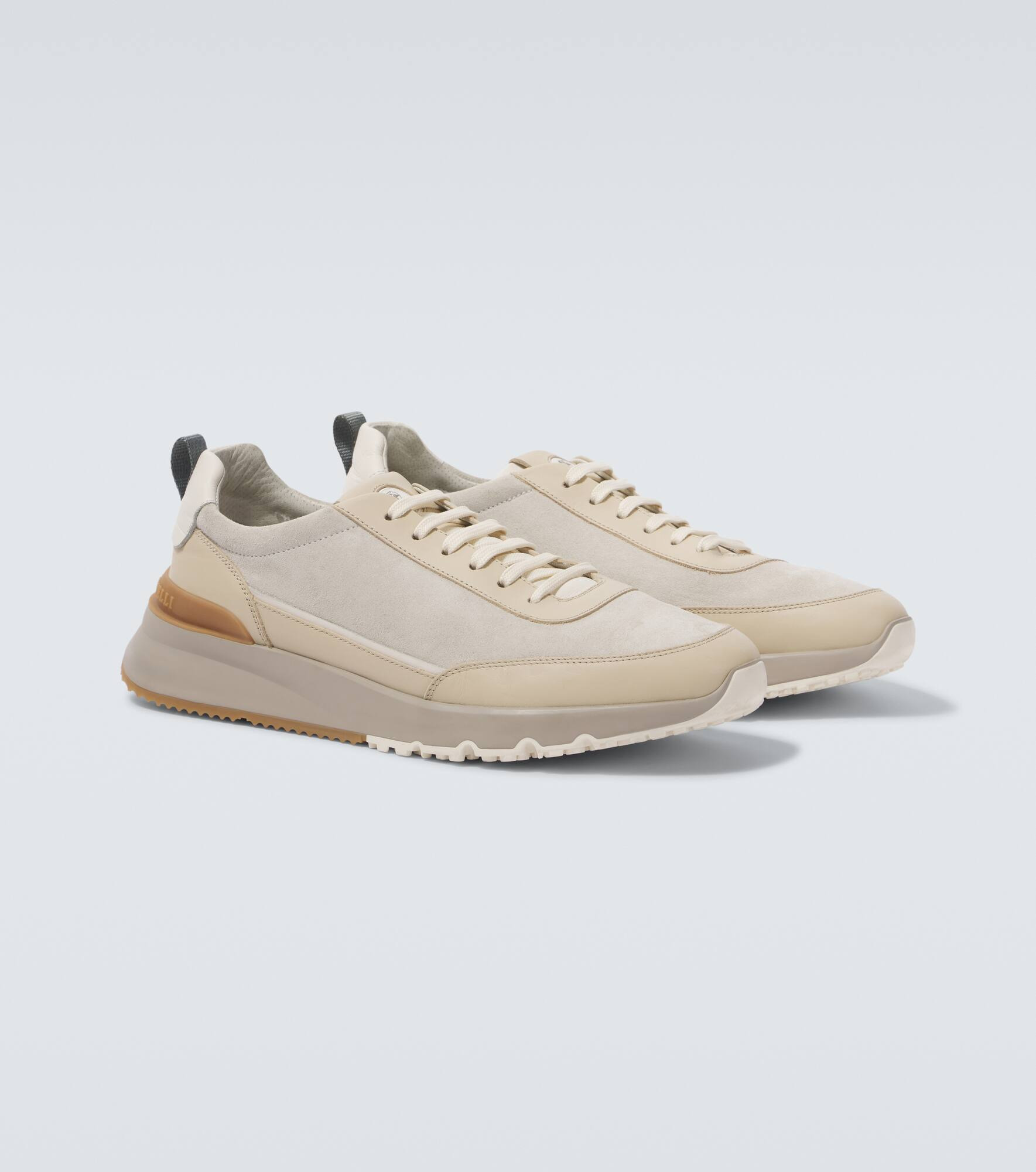 Leather-trimmed suede sneakers - 5