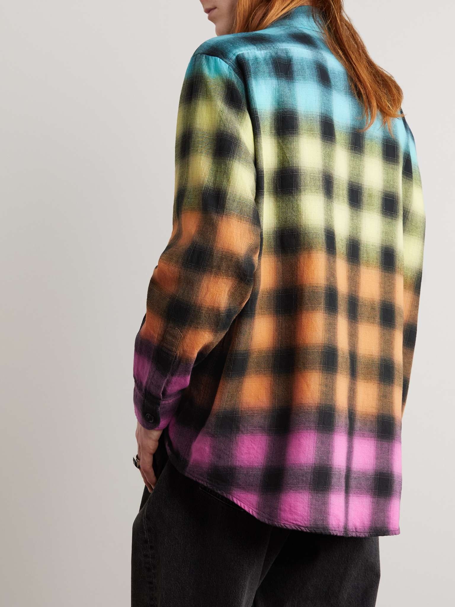 Tie-Dyed Checked Cotton-Blend Flannel Shirt - 3