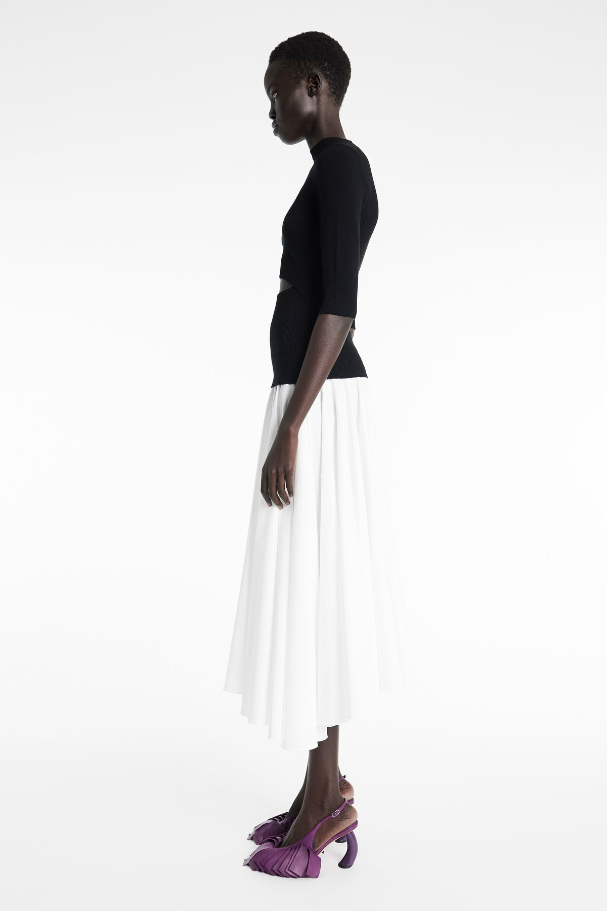 KNIT TOP DRESS BLACK WHITE - 6
