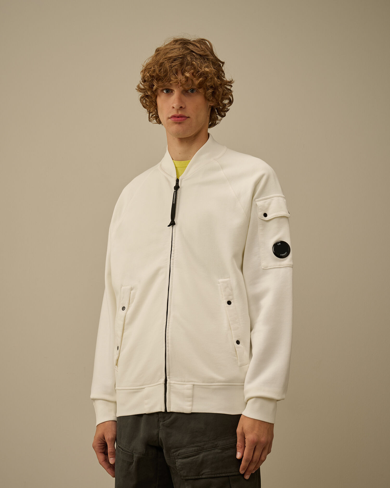 Brushed and Emerized Diagonal Fleece Bomber Full Zip Sweatshirt - 3