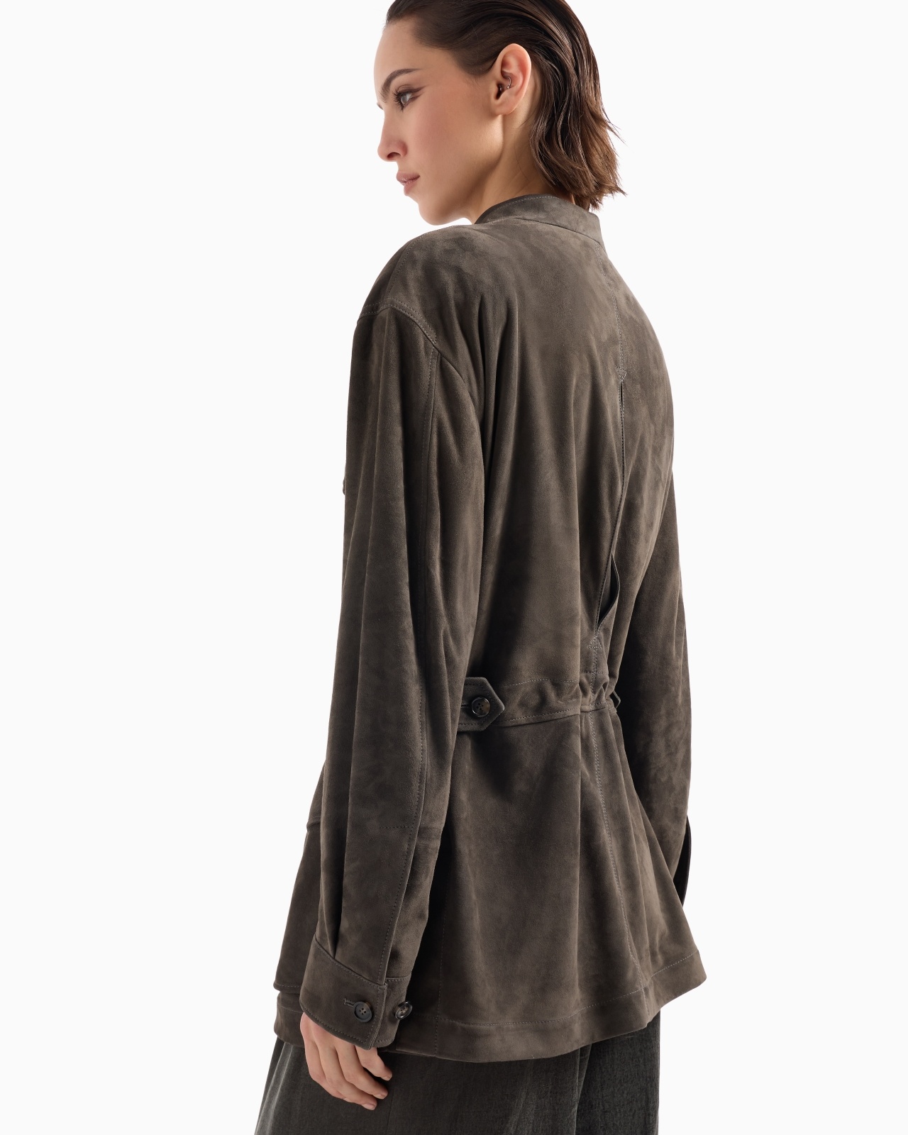 SUEDE OVERSIZED PEA COAT - 4
