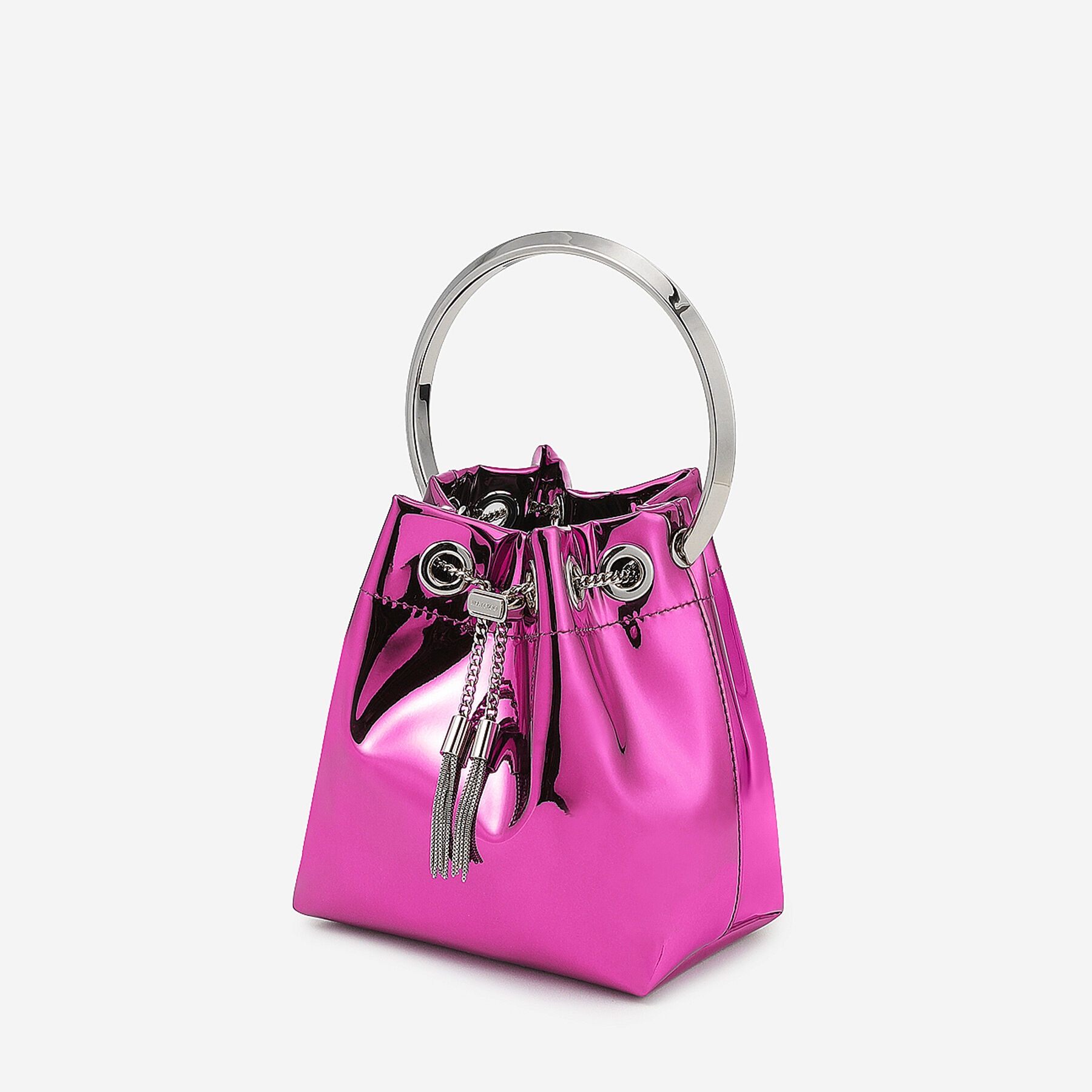 Bon Bon
Pink Mirror Fabric Mini Bag with Metal Handle - 2