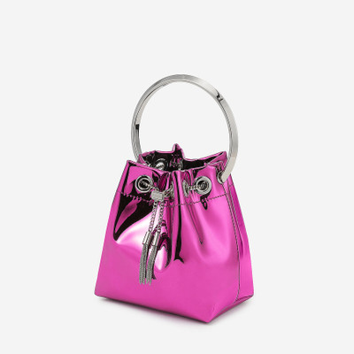 JIMMY CHOO Bon Bon
Pink Mirror Fabric Mini Bag with Metal Handle outlook