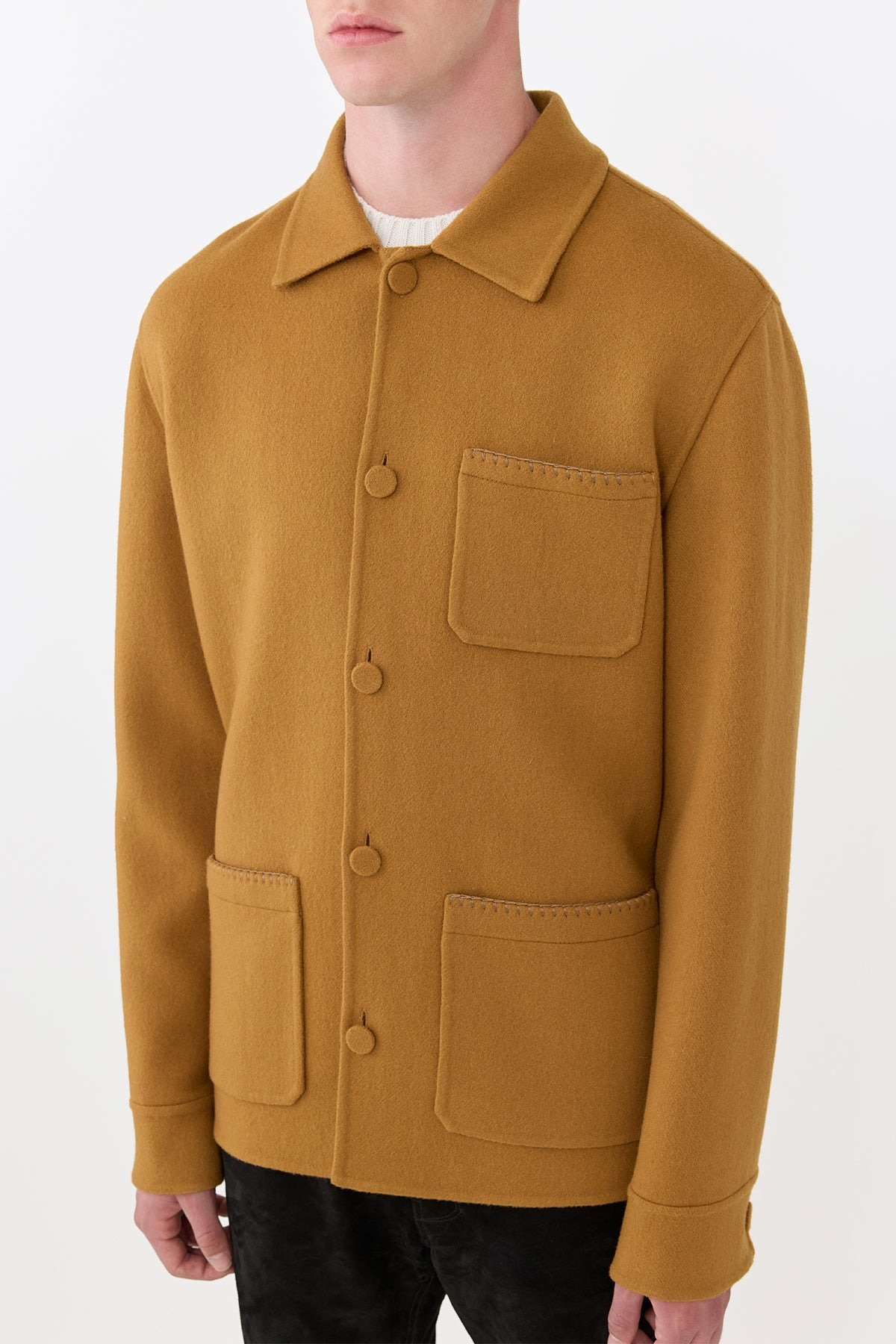 Ulu Chore Jacket in Yellow Ochre Double-Face Recycled Cashmere - 5