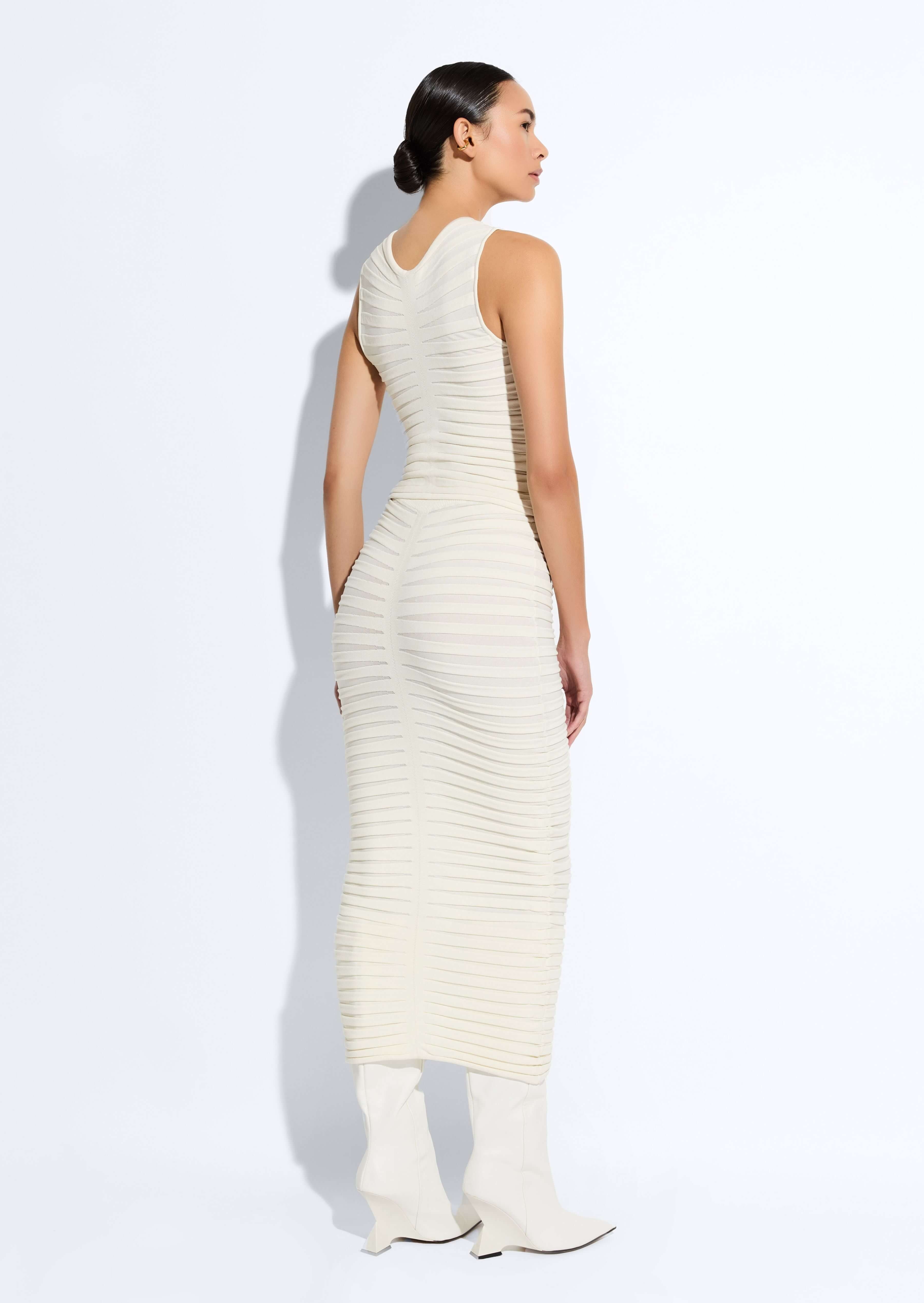 Matte Viscose Wide Ribbed Skirt - 3