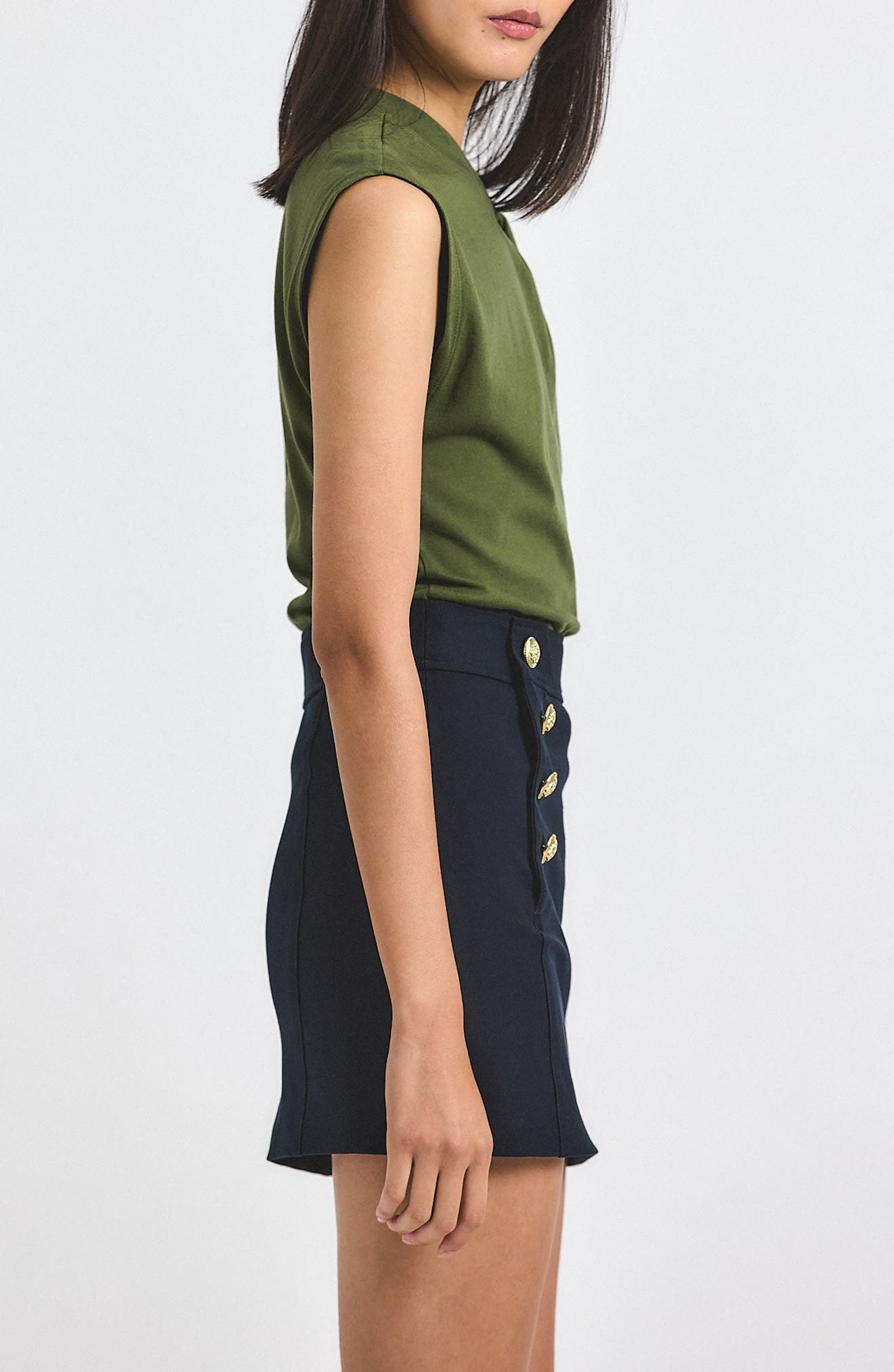 Derek Lam 10 Crosby Nia Asymmetric Sleeveless Top in Fatigue at Nordstrom - 3