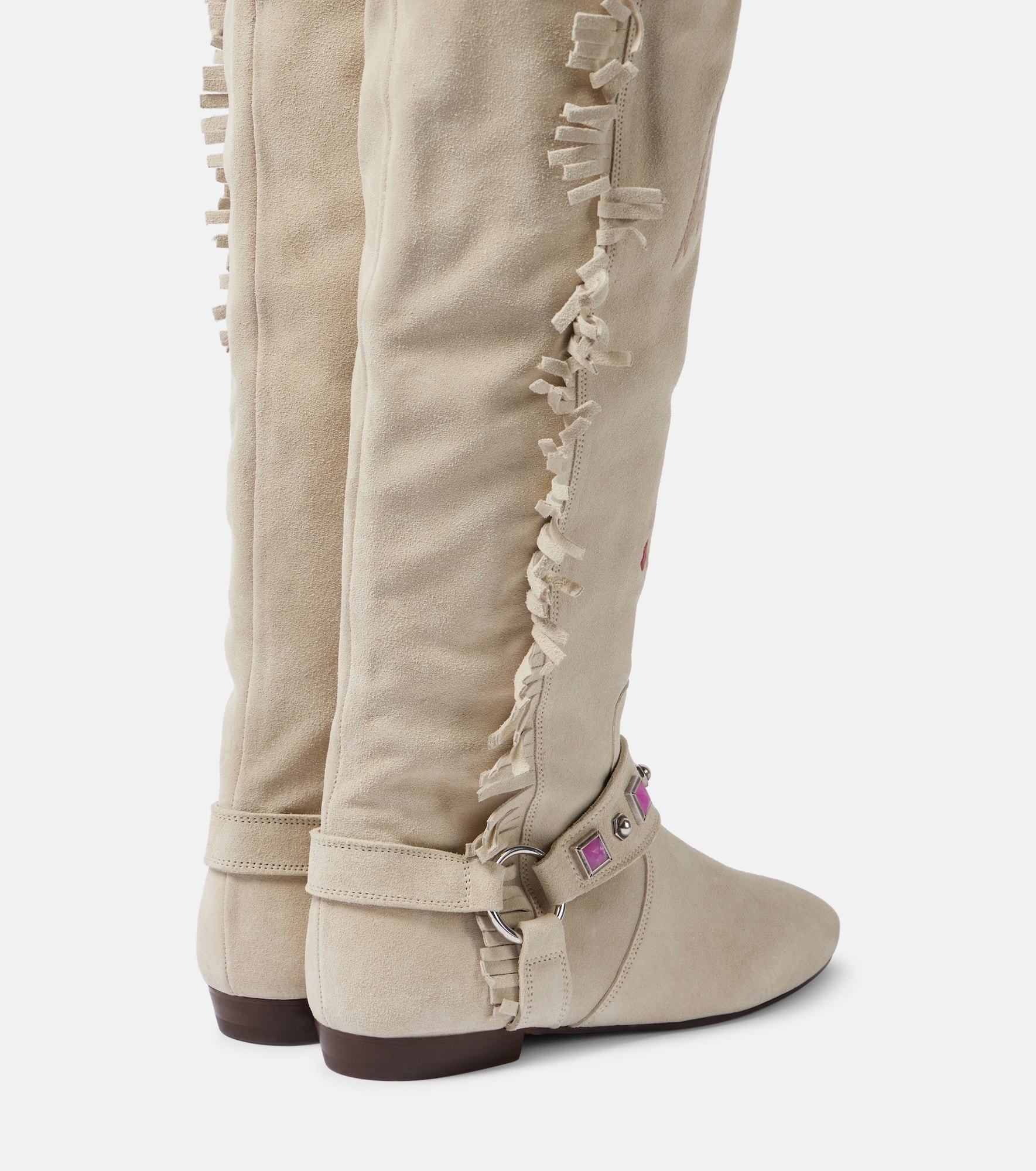Soksa embroidered suede knee-high boots - 2