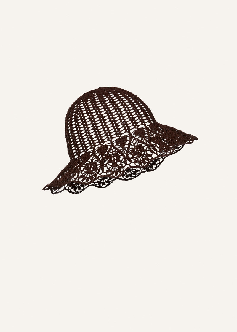 MAGDA BUTRYM Lace crochet bucket hat in brown. outlook