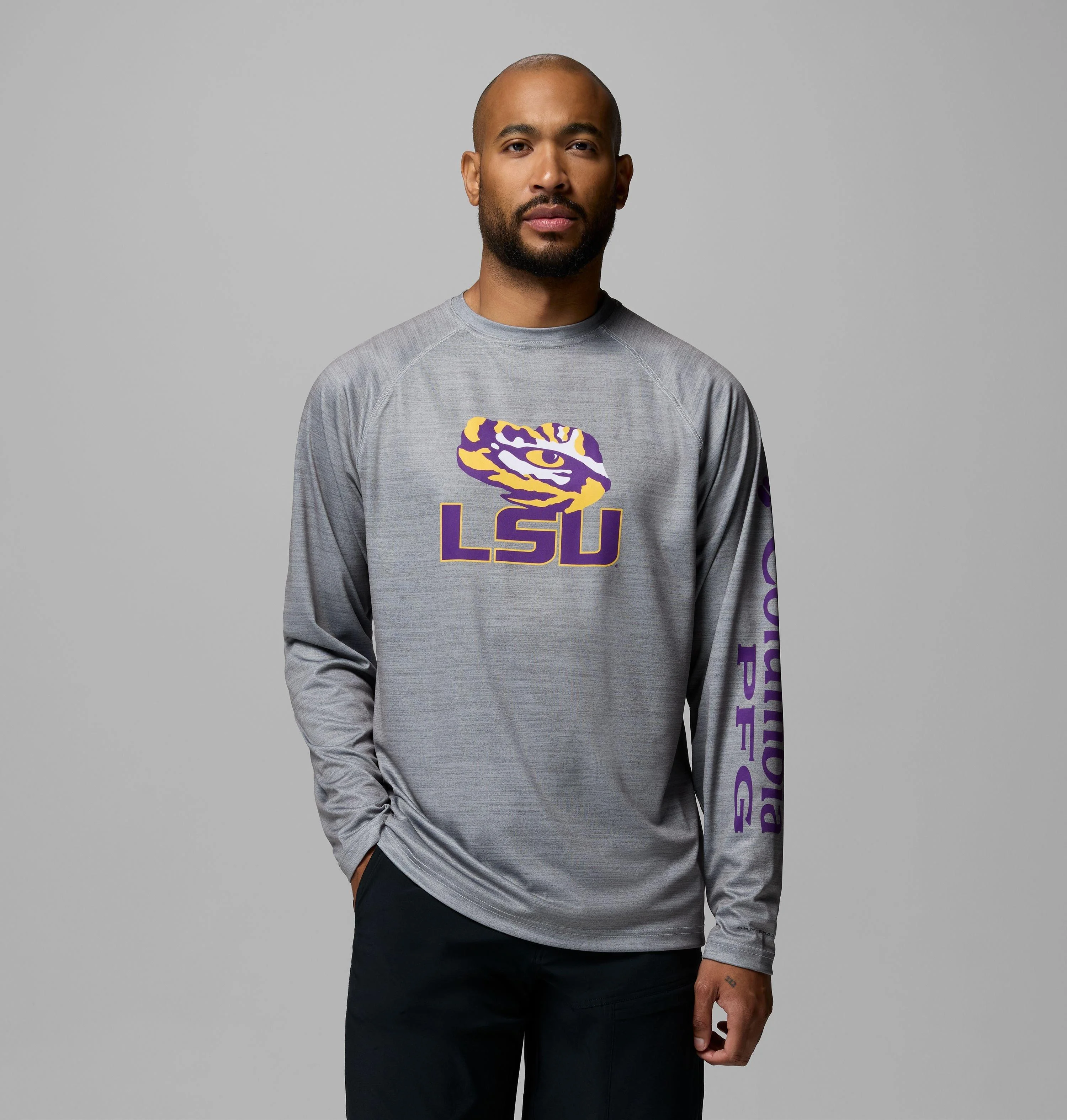 Men's Collegiate PFG Terminal Tackle Heather Long Sleeve Shirt - LSU - 1