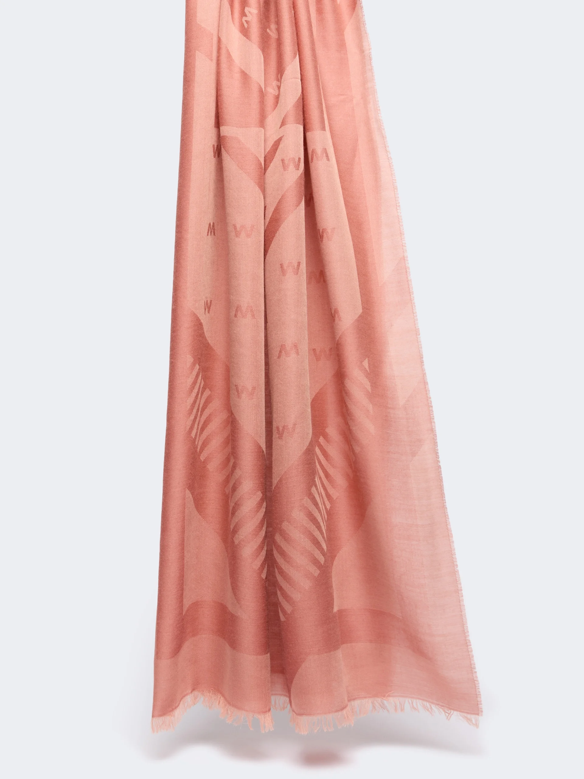 TIRSI Jacquard wool and modal stole - TERRA COTTA - 1