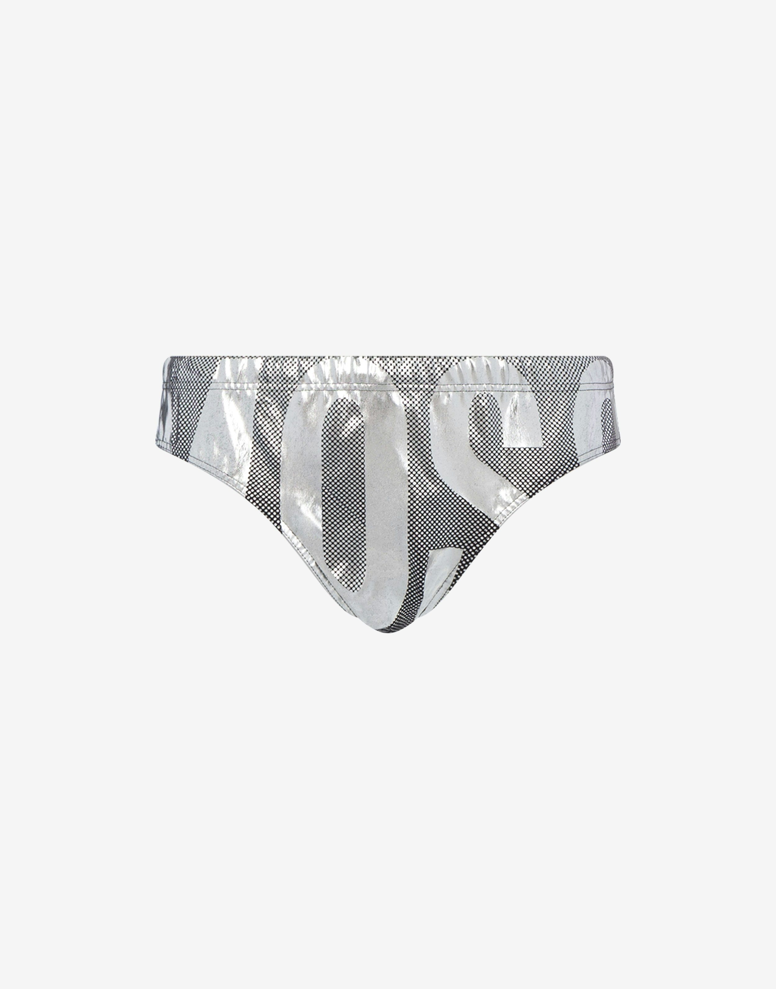 SWIM BRIEFS SILVER MAXI LOGO - 1