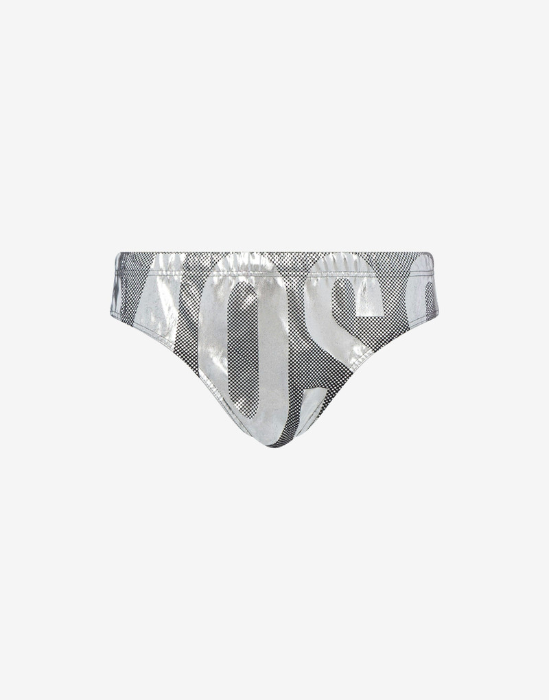 SWIM BRIEFS SILVER MAXI LOGO 1