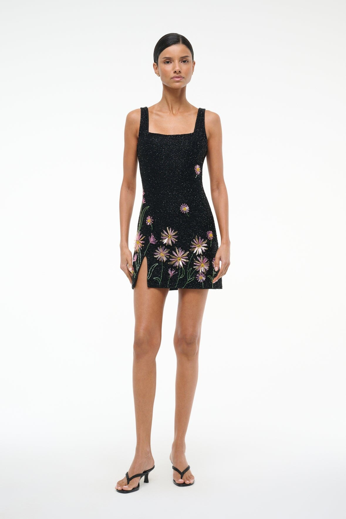 STAUD LE SABLE DRESS DAHLIA DAYDREAM BLACK - 2