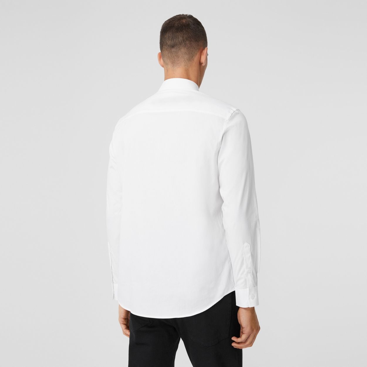 Monogrom Motif Stretch Cotton Poplin Shirt - 4