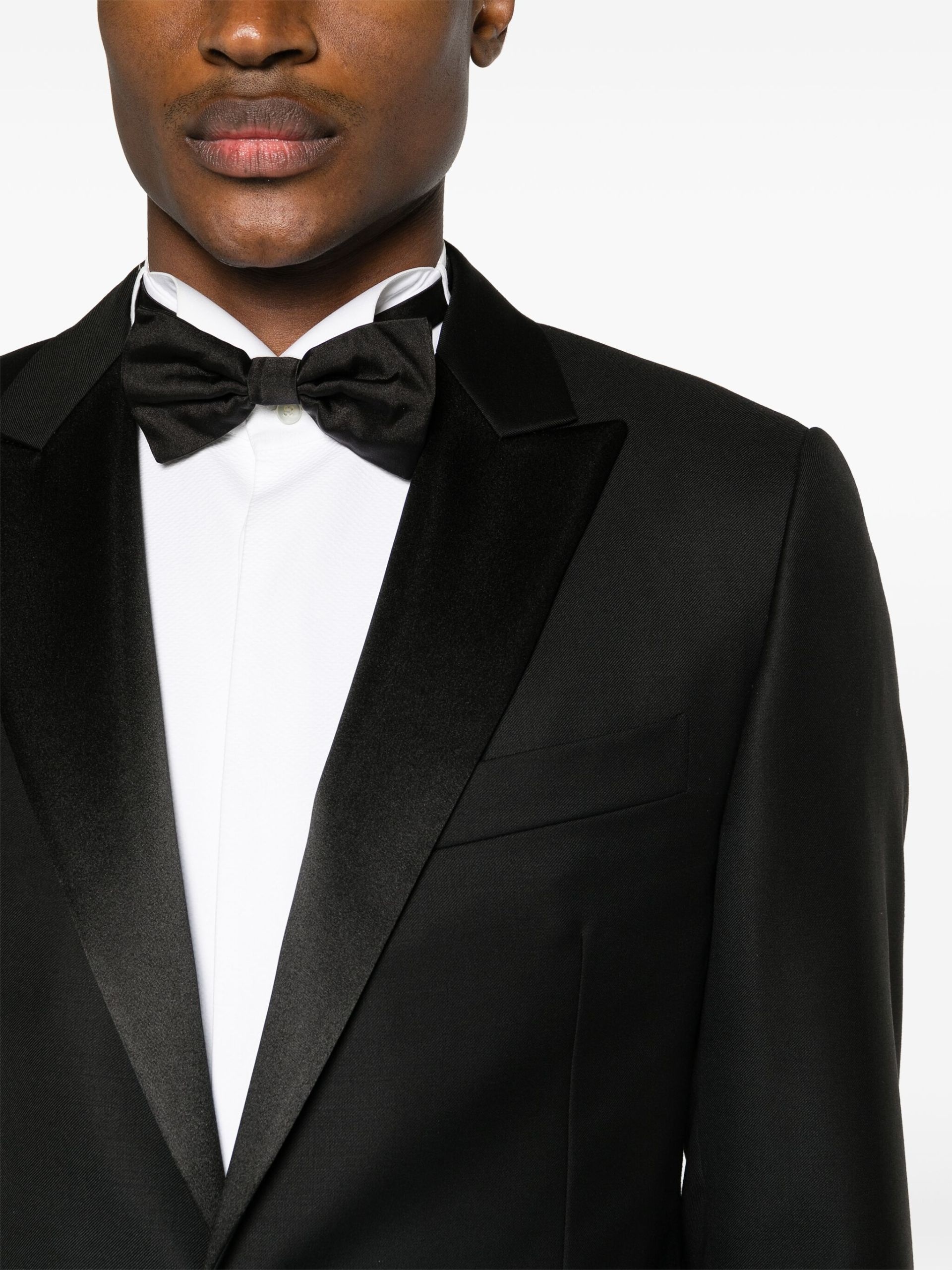 Black Single-Breasted Wool Tuxedo - 5