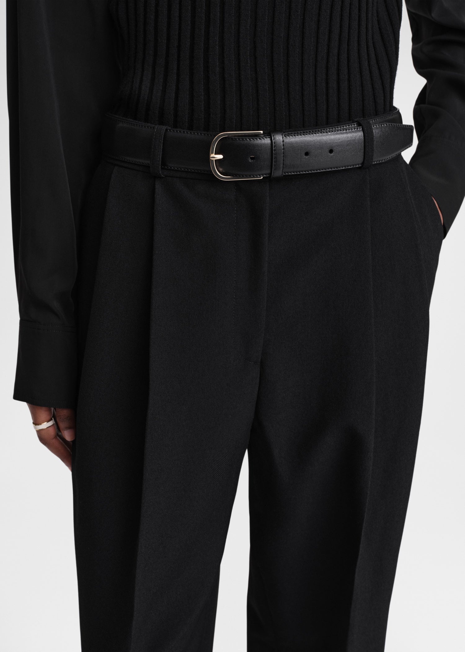 Double-pleated tailored trousers black - 5
