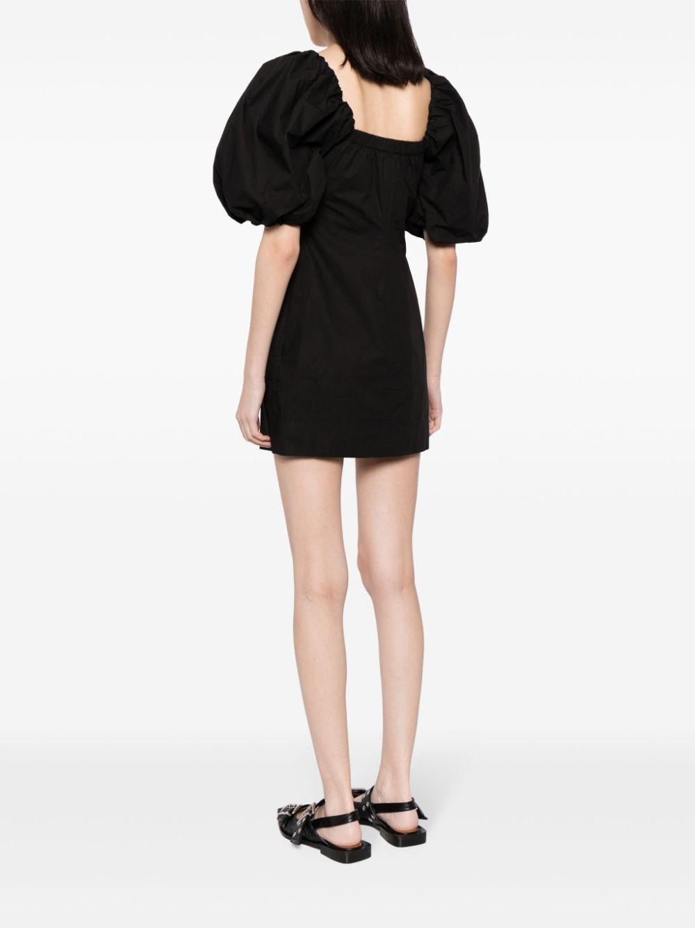 poplin-texture organic-cotton minidress - 4