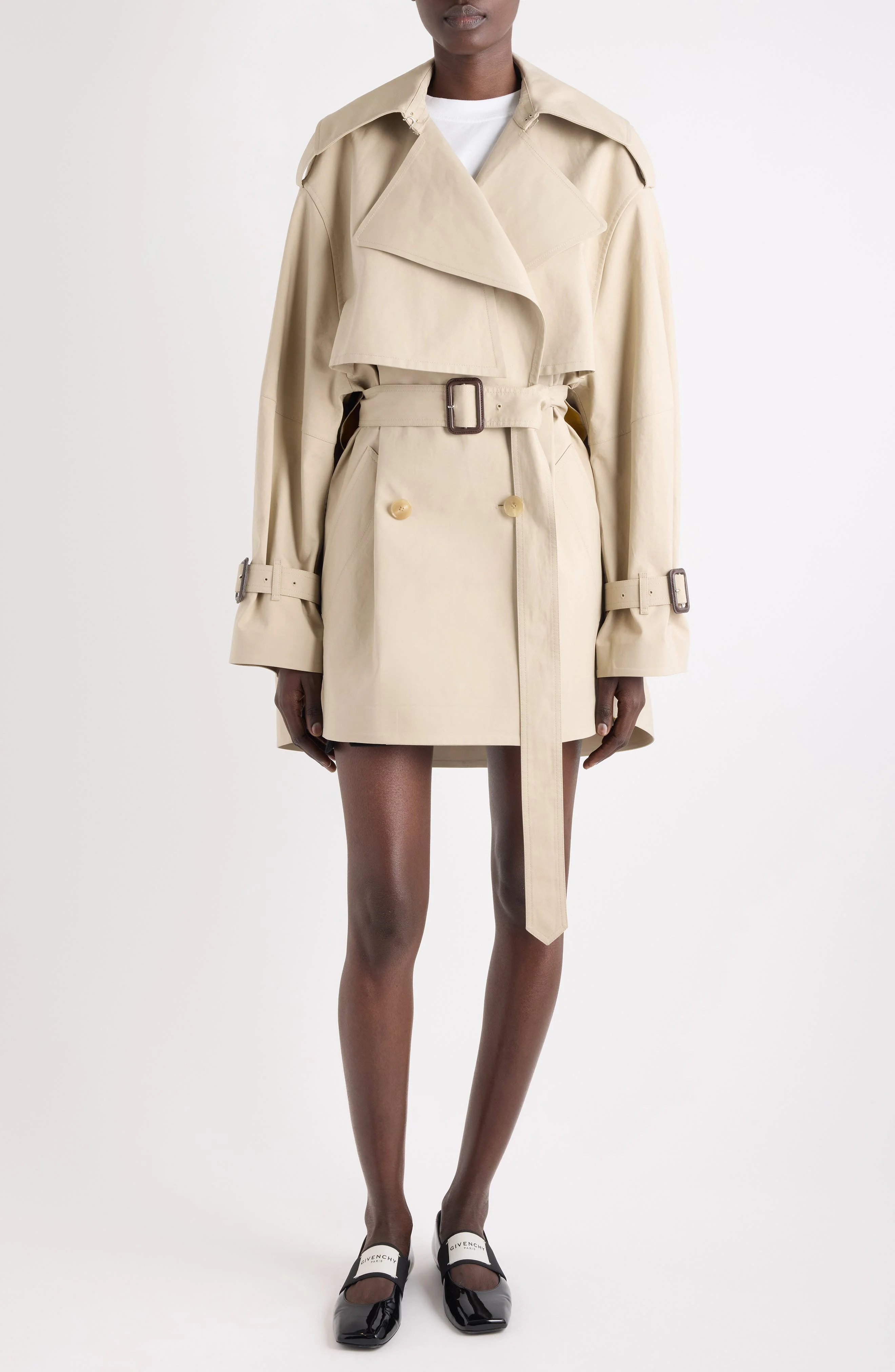 Givenchy Short Cocoon Trench Coat in Beige/Mustard at Nordstrom - 1