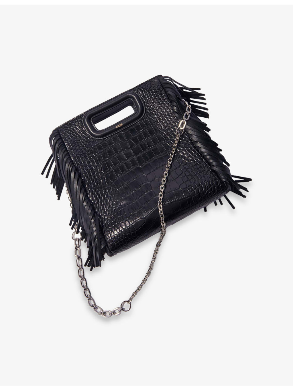 Fringed Mock-Croc Leather Cross-Body Bag - 4