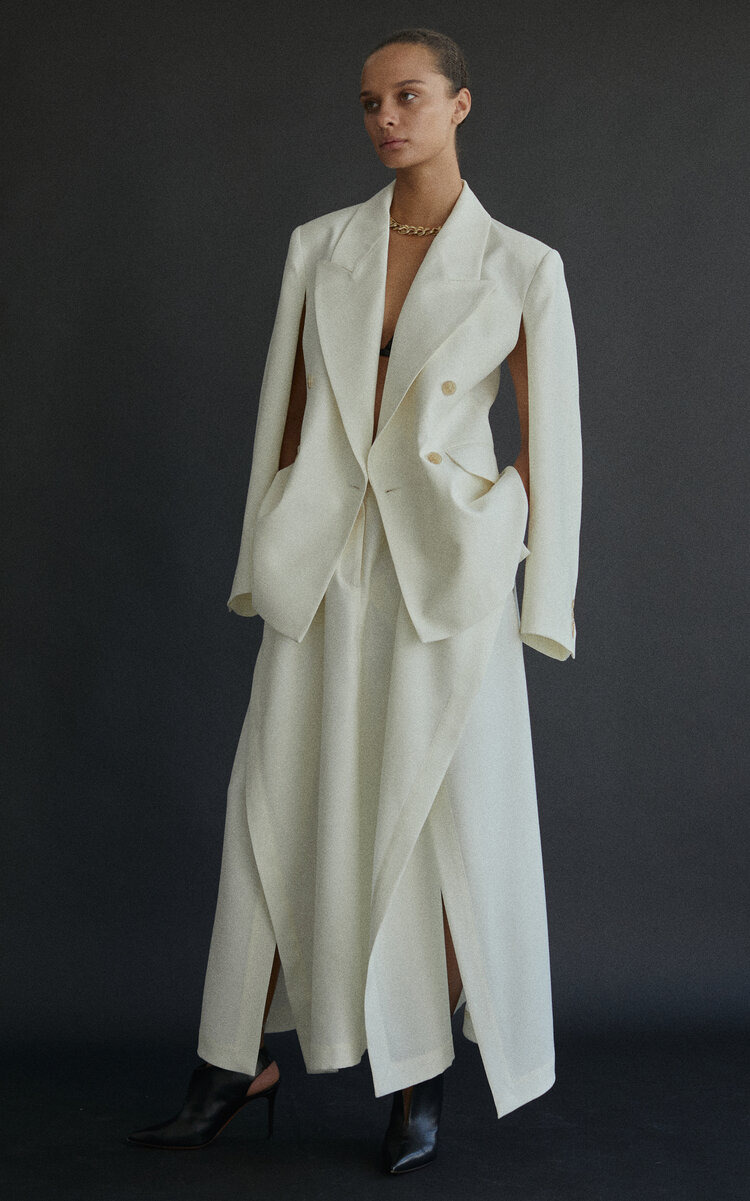 Antonella Deconstructed Wool-Silk Blazer ivory - 2