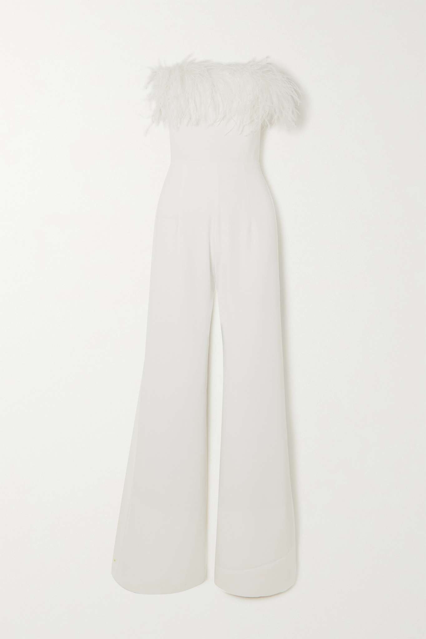 Taree strapless feather-trimmed crepe jumpsuit - 5