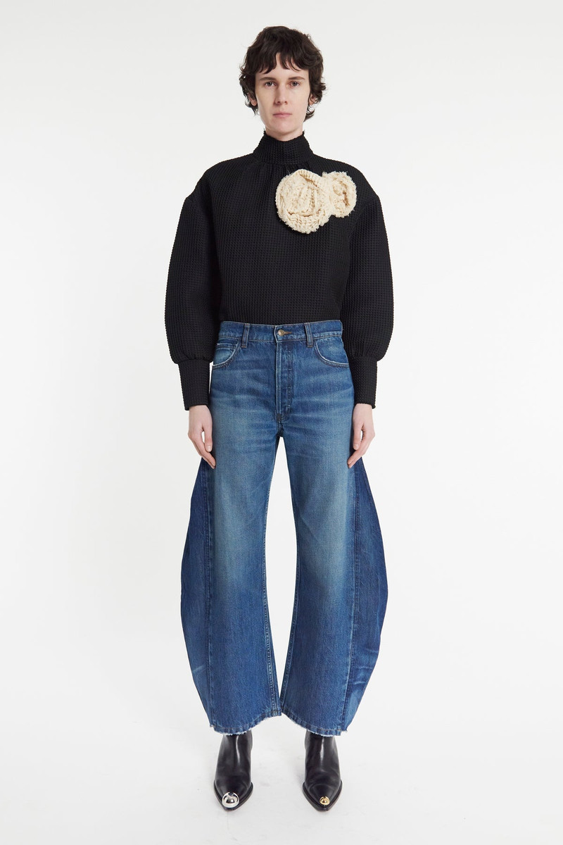 WAFFLE TEXTURE TOP WITH 3D FLOWERS BEIGE 10