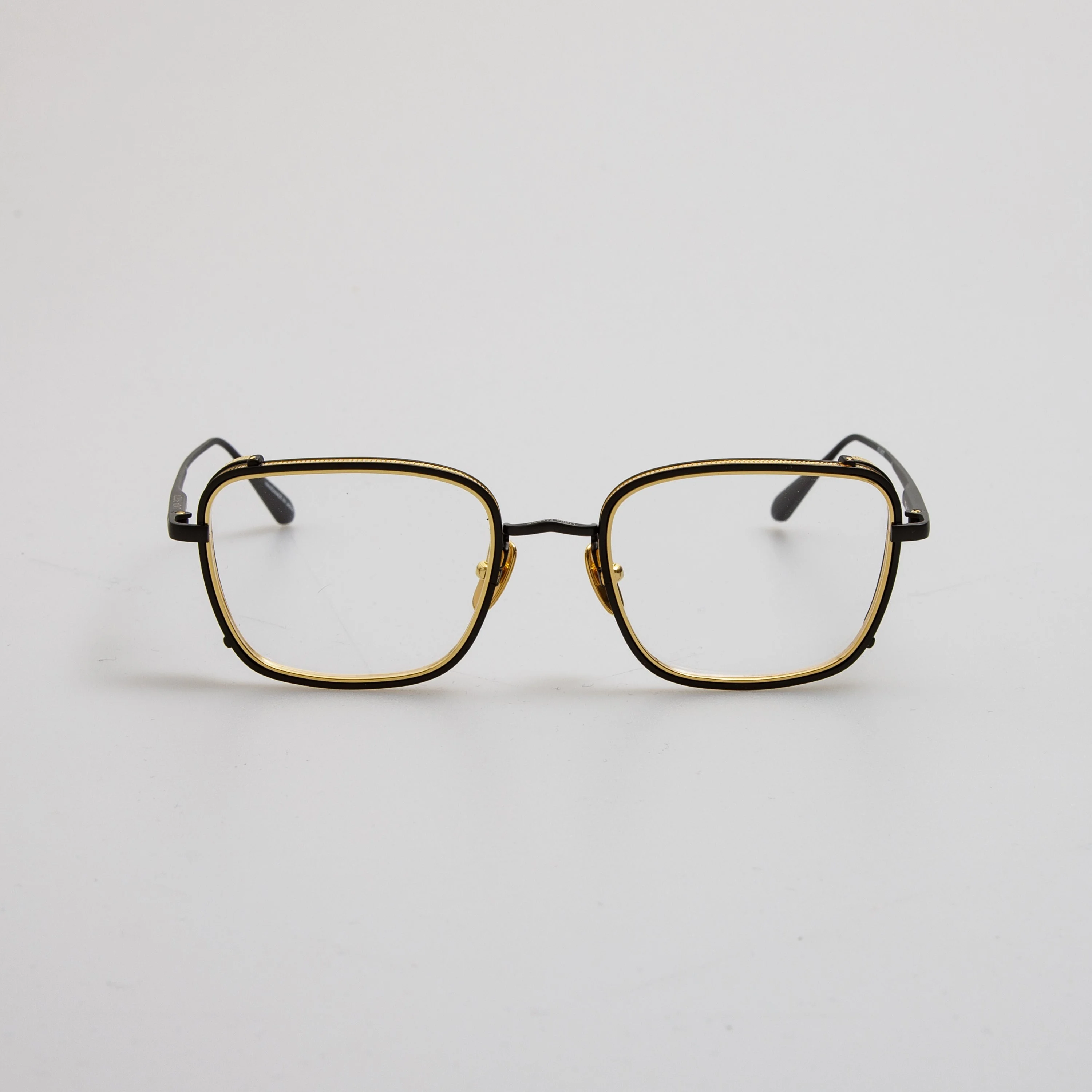 Ofer Rectangular Optical Frame in Matt Nickel and Yellow Gold - 1
