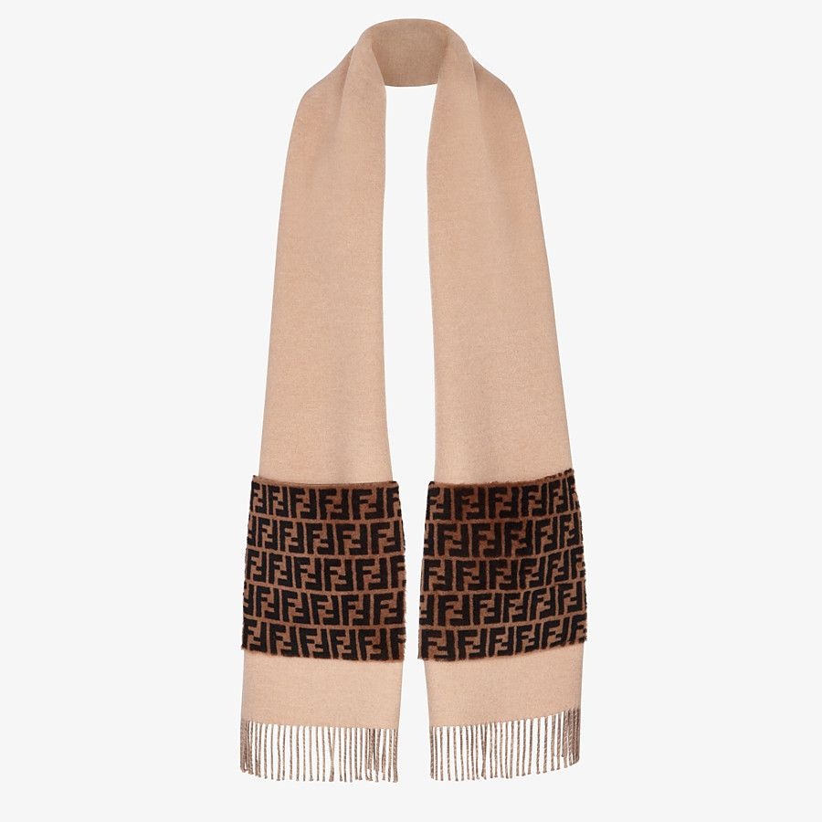 Beige wool and cashmere scarf - 2