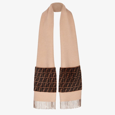 FENDI Beige wool and cashmere scarf outlook