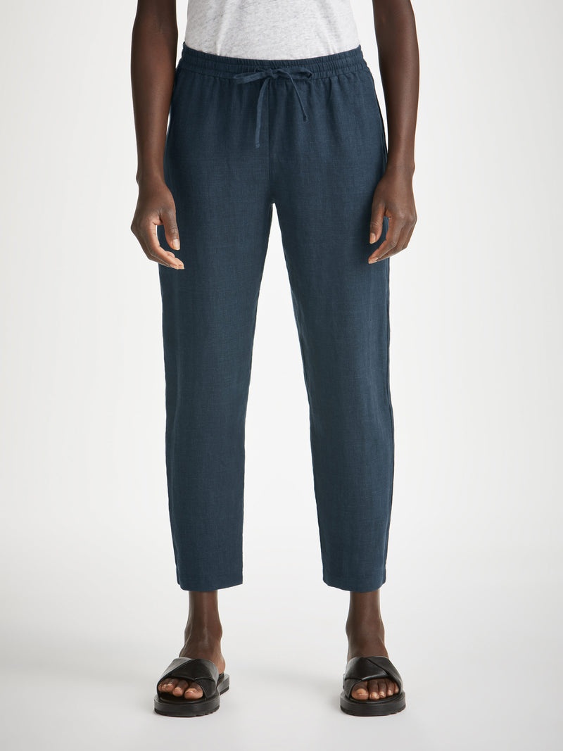 Women's Trousers Vienna Linen Navy - 5