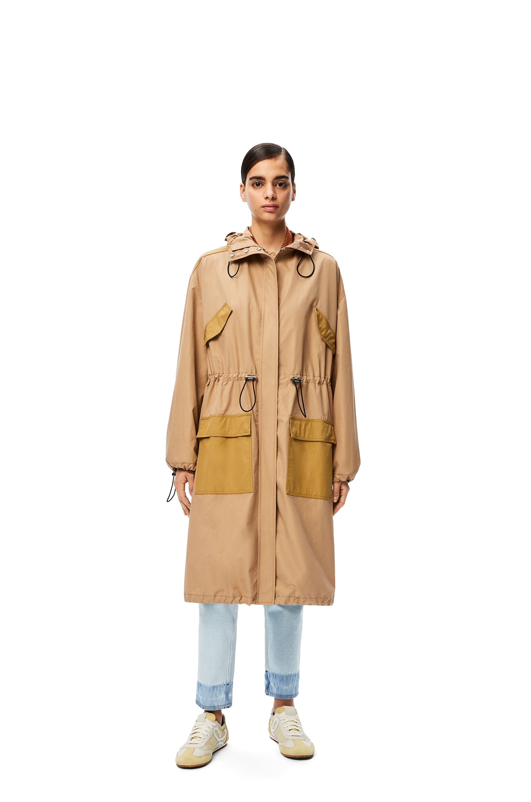 Drawstring long parka in cotton - 3