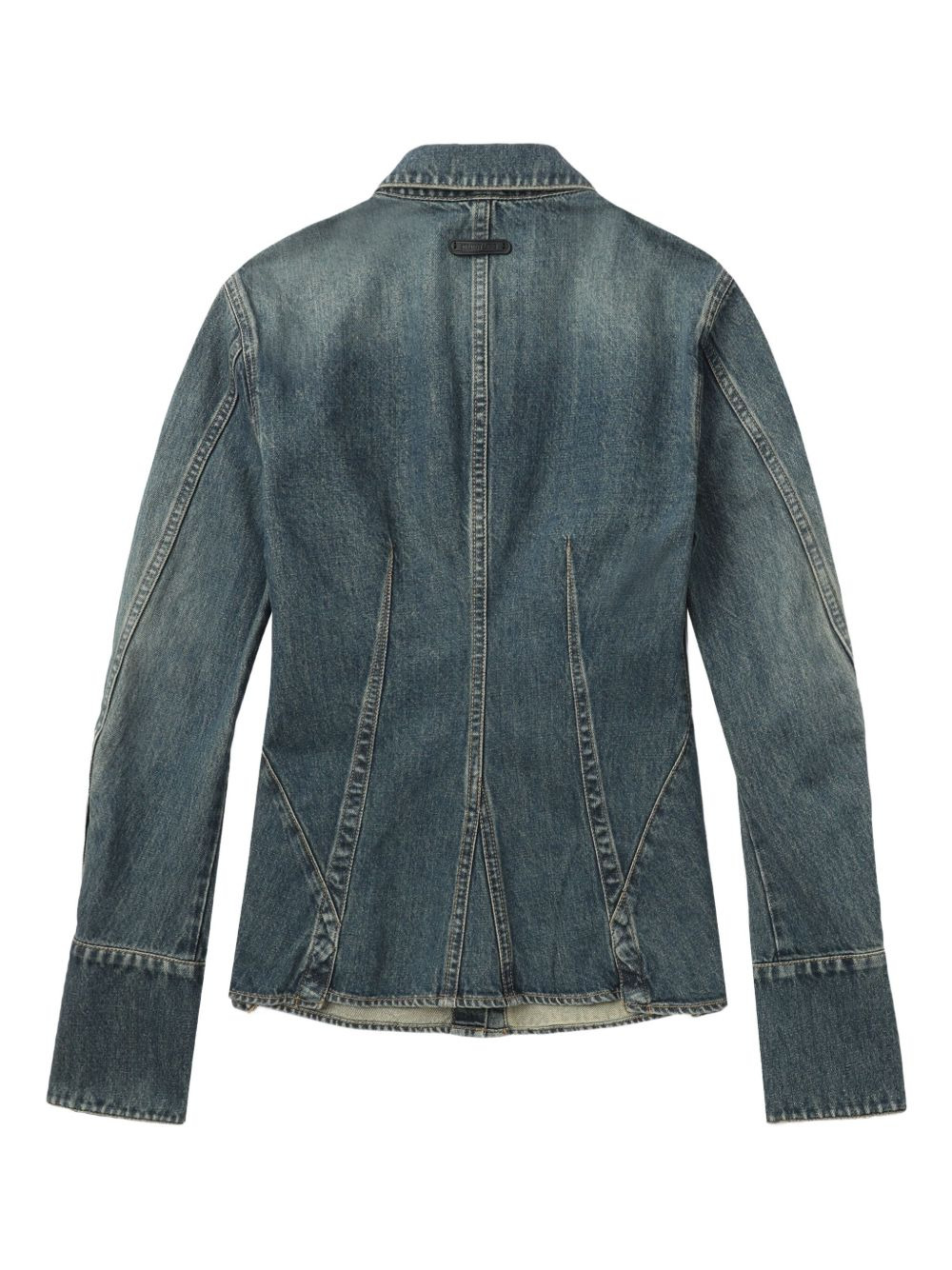 denim panelled shirt - 6