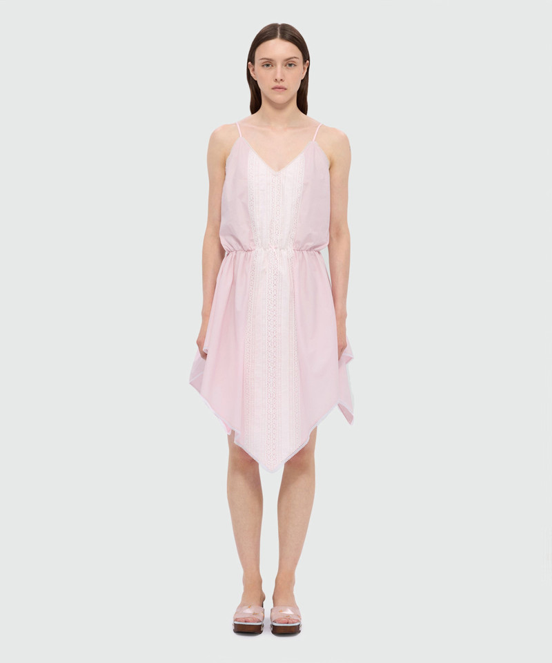 MSGM Pink cotton poplin slip dress with lace inserts outlook