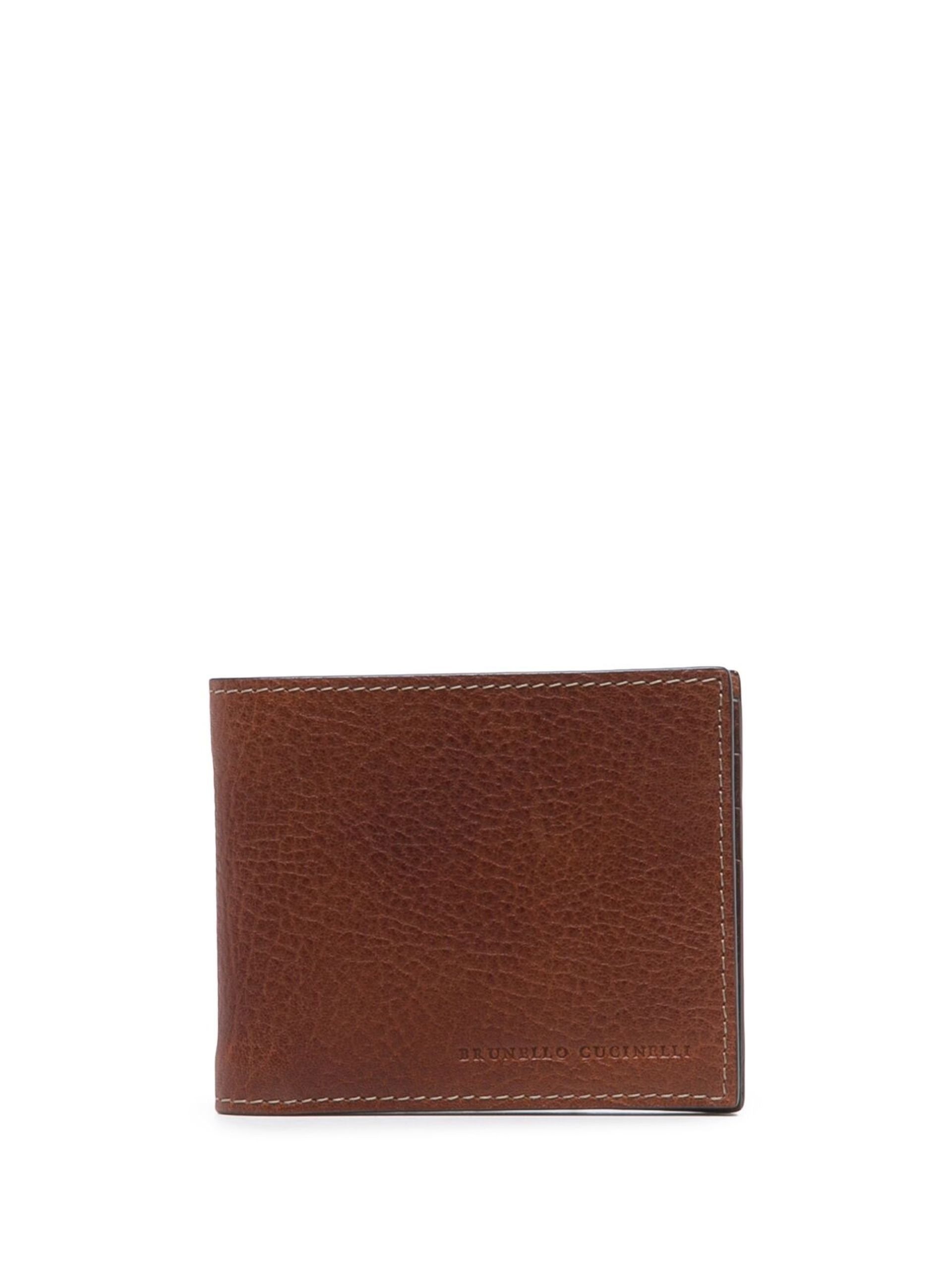 Brown Logo Leather Bifold Wallet - 1