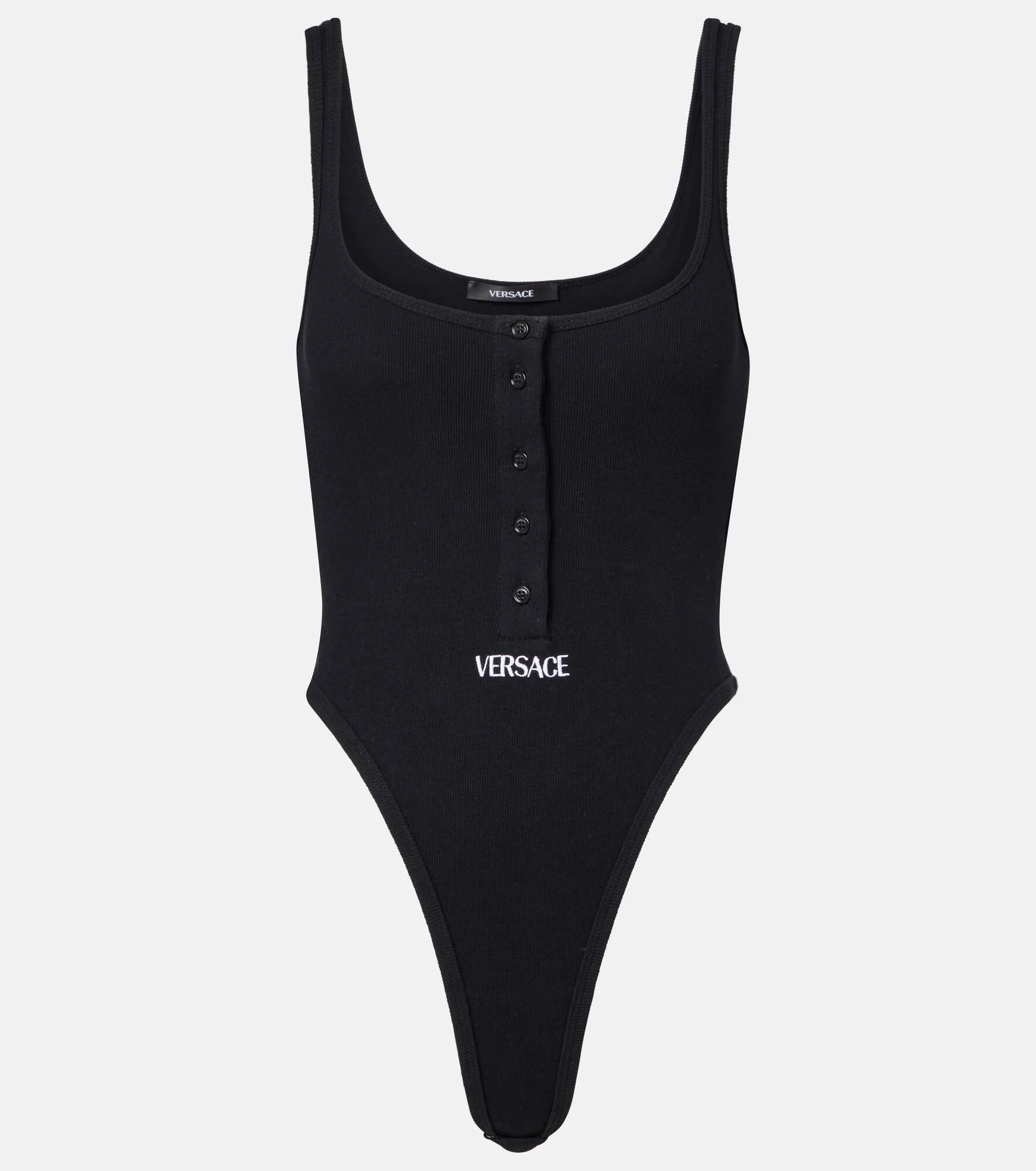 Ribbed-knit logo cotton-blend bodysuit - 1