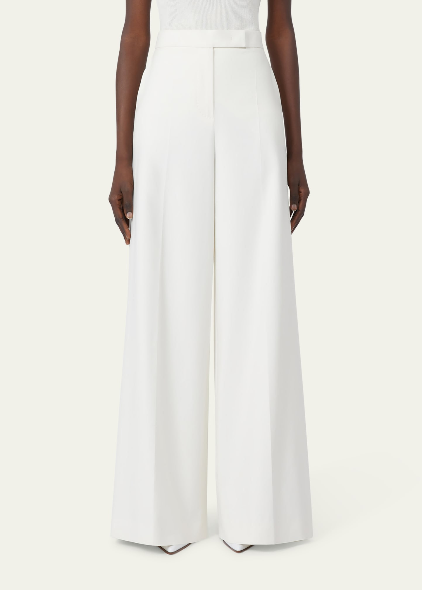 Cotton Wide-Leg Tailored Pants - 4