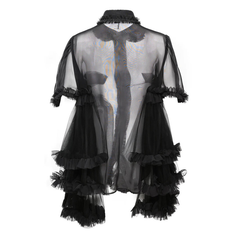 Noir Kei Ninomiya Polyester Georgette x Nylon Tulle Blouse outlook