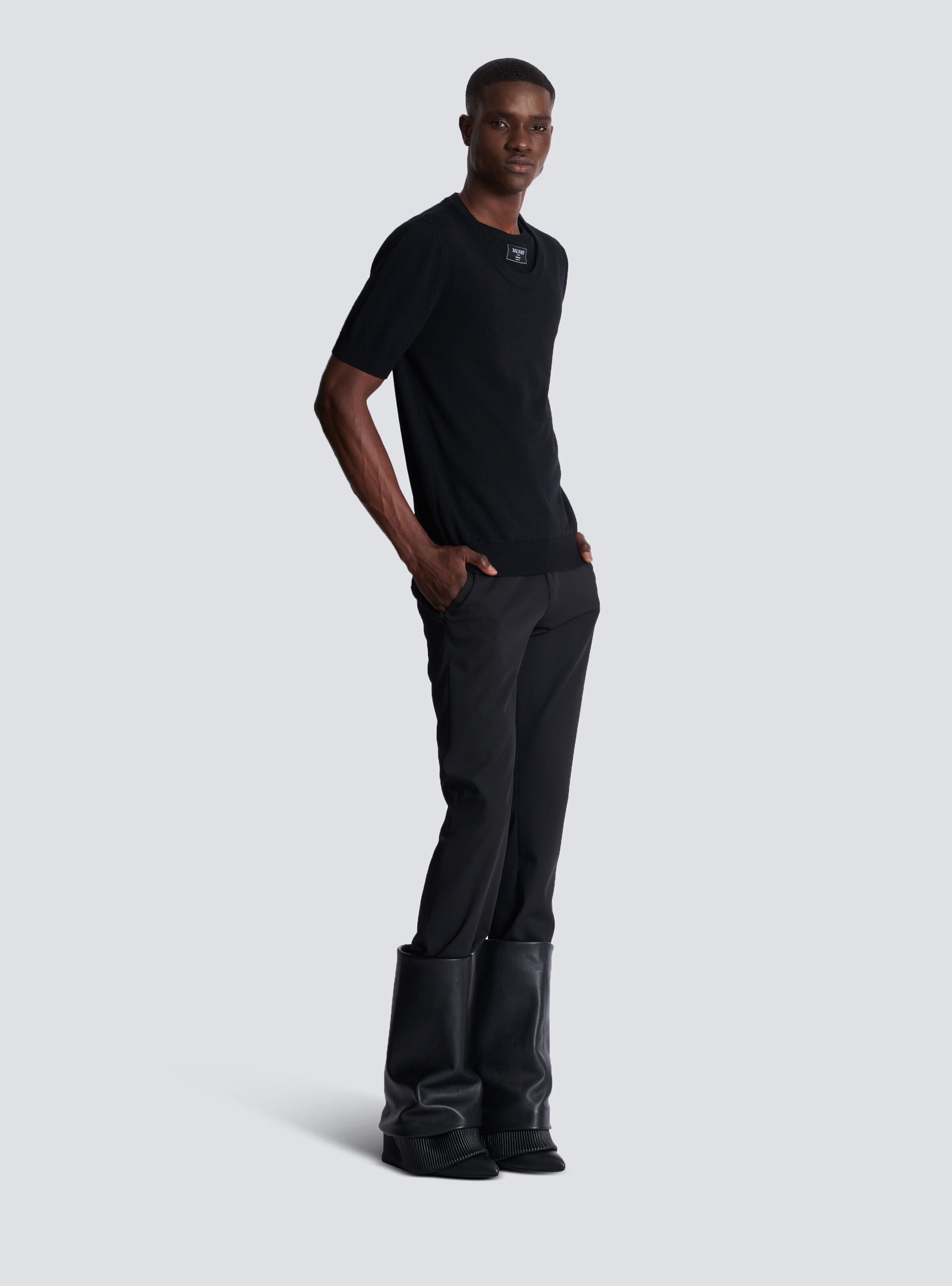 Knit T-shirt with two collars - 3