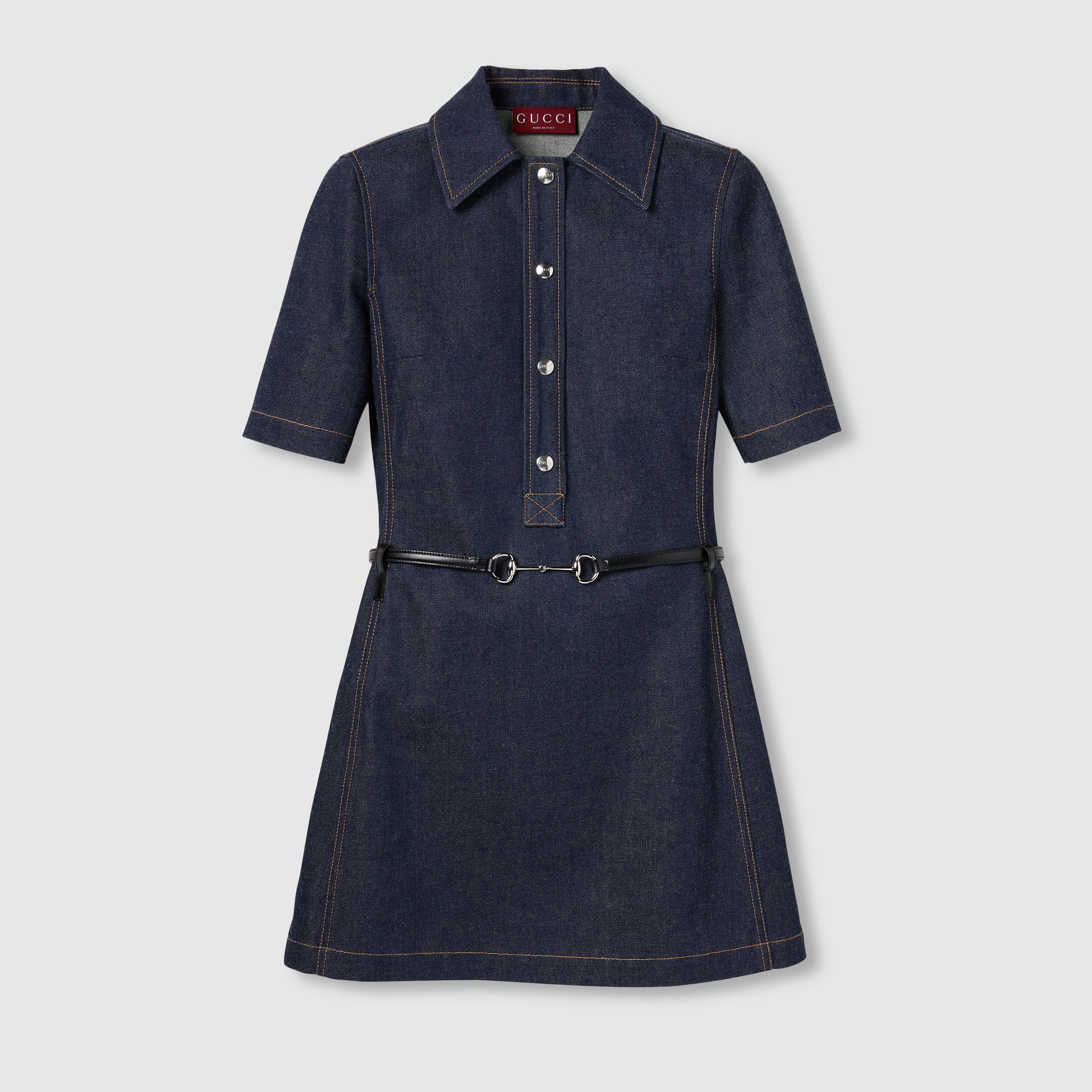 Denim mini dress with Horsebit - 1