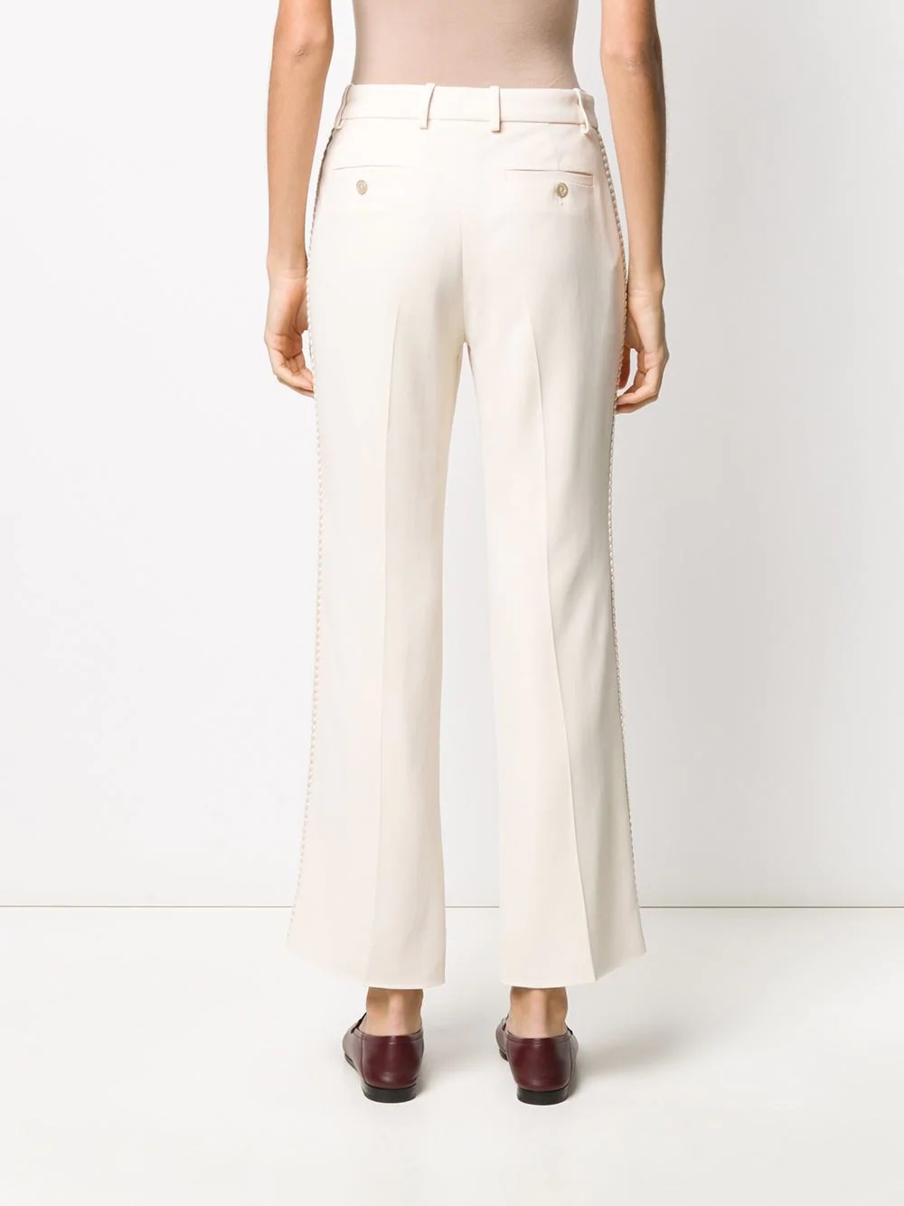 braided trim flared tailored trousers - 4