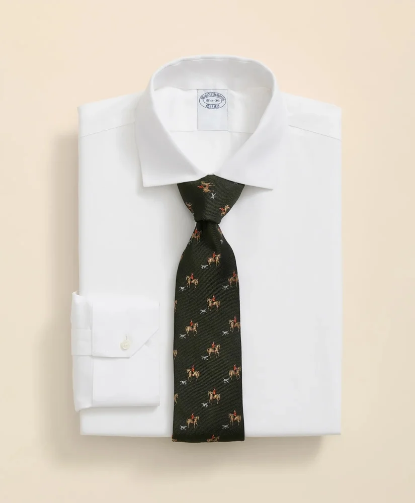 Stretch Supima® Cotton Non-Iron English Spread Collar, Herringbone Dress Shirt - 1