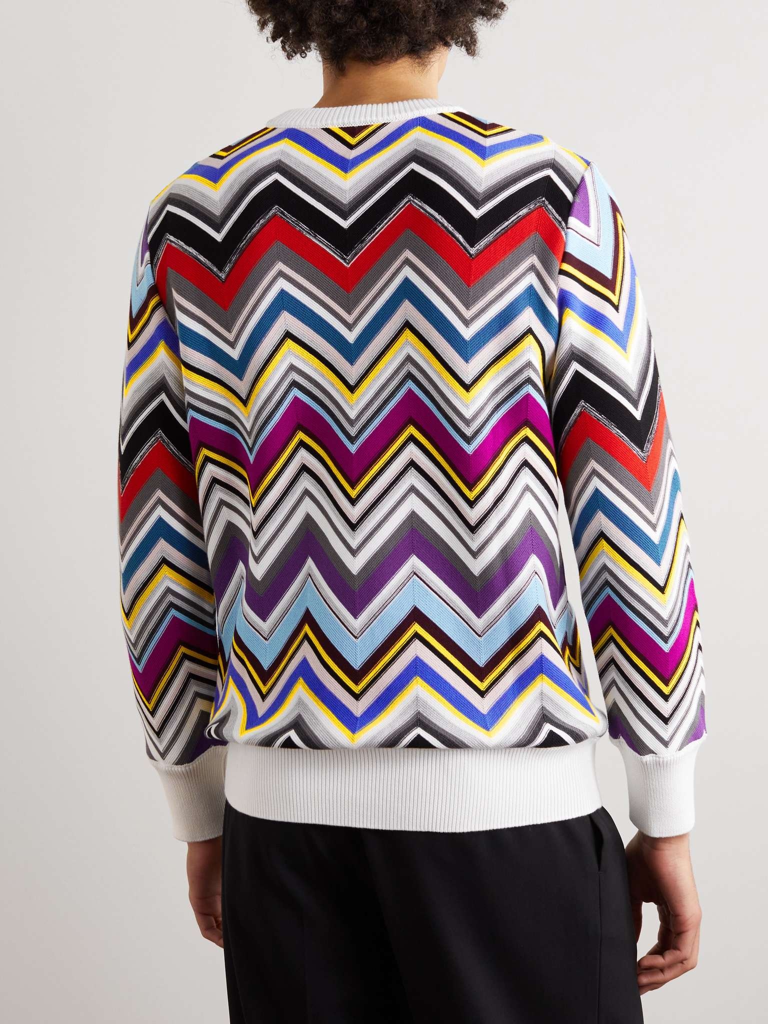 Slim-Fit Striped Crochet-Knit Cotton Sweater - 6