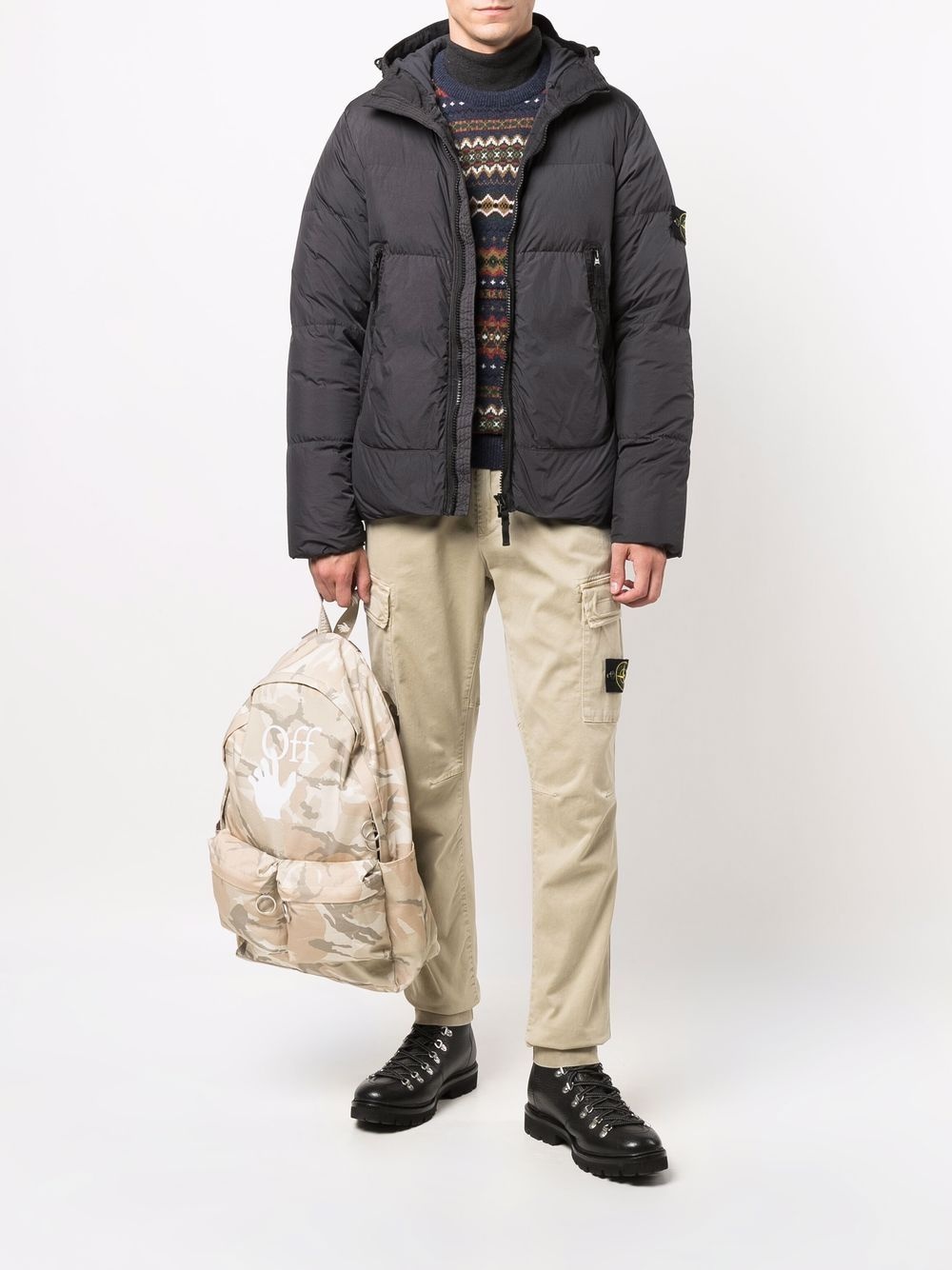 compass badge puffer jacket - 2