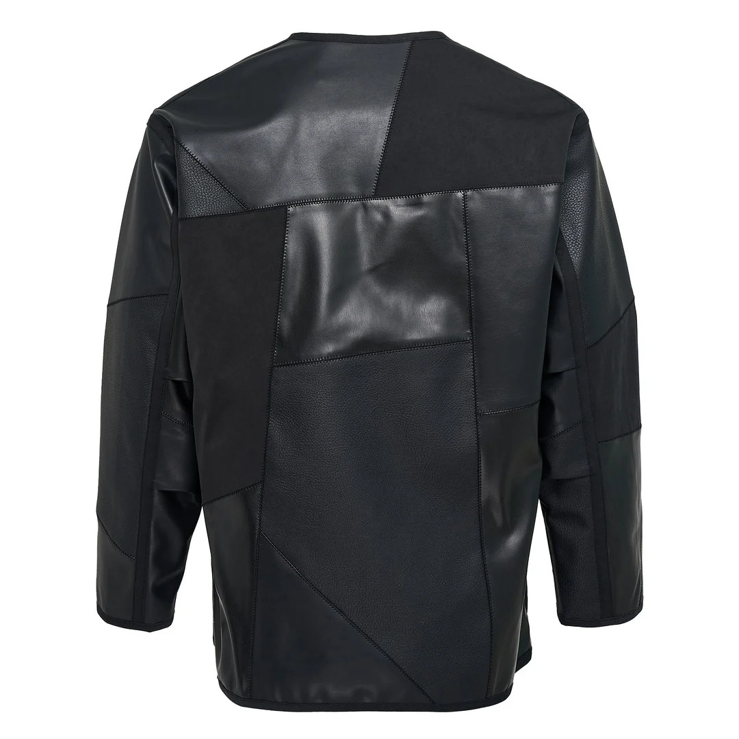 Synthetic Leather Mix Blouson - 2
