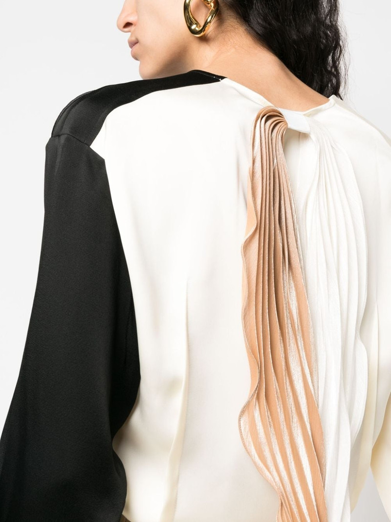 colour-block V-neck blouse 5