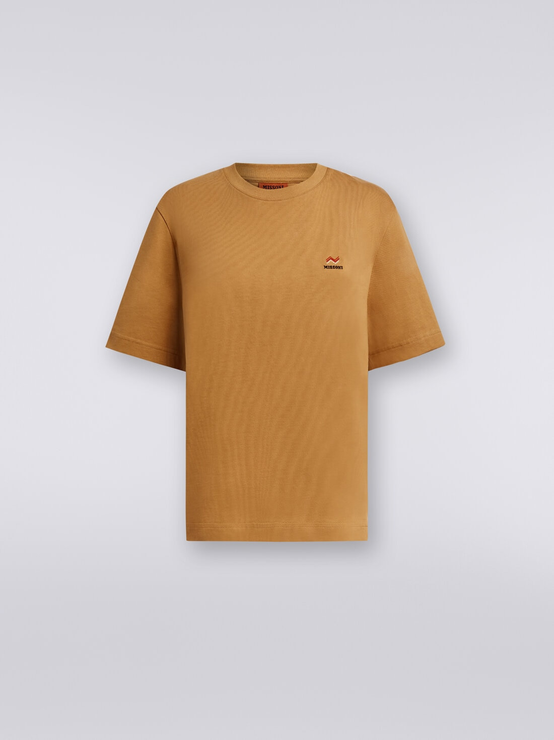 Crew-neck cotton T-shirt with embroidery and logo - 1