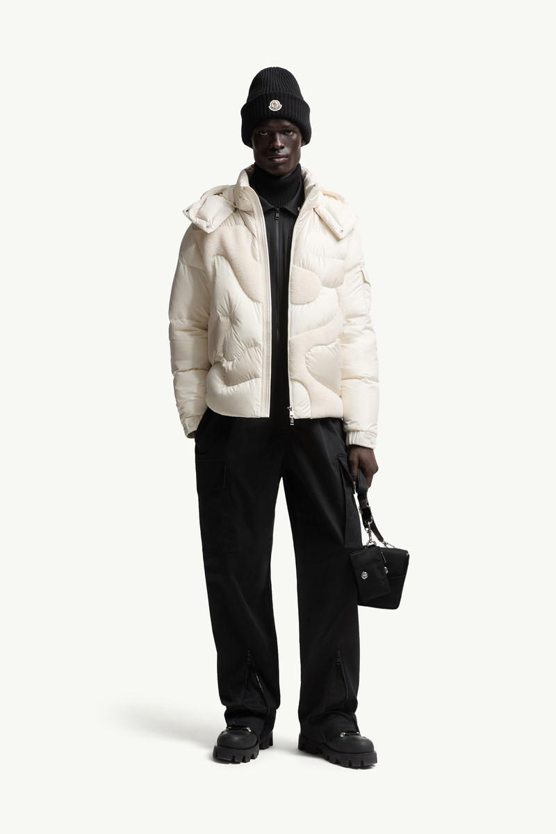 Moncler Candes Hooded Teddy Intarsia Short Down Jacket outlook