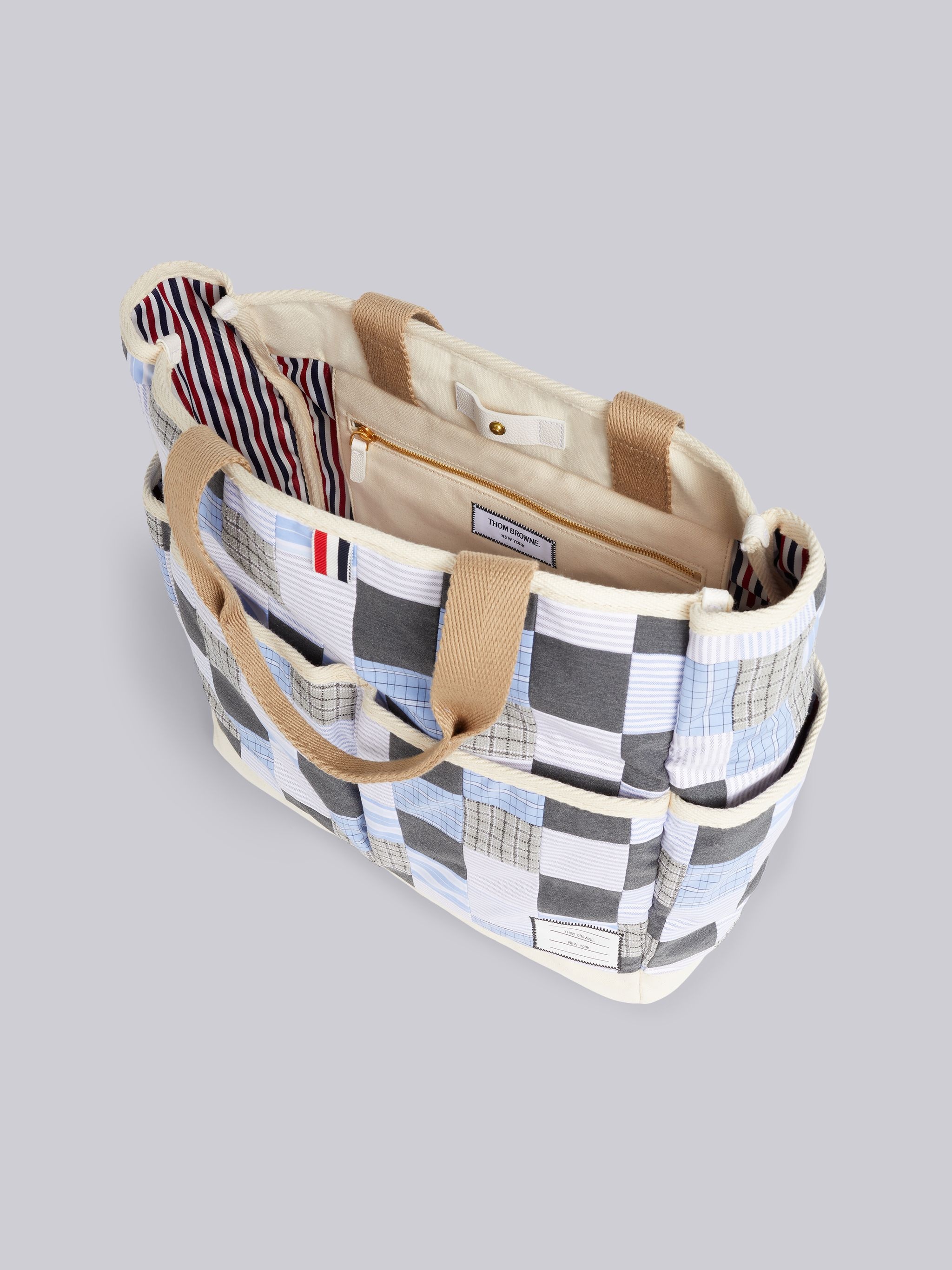 Medium Grey Cotton Patchwork Garden Tote - 5